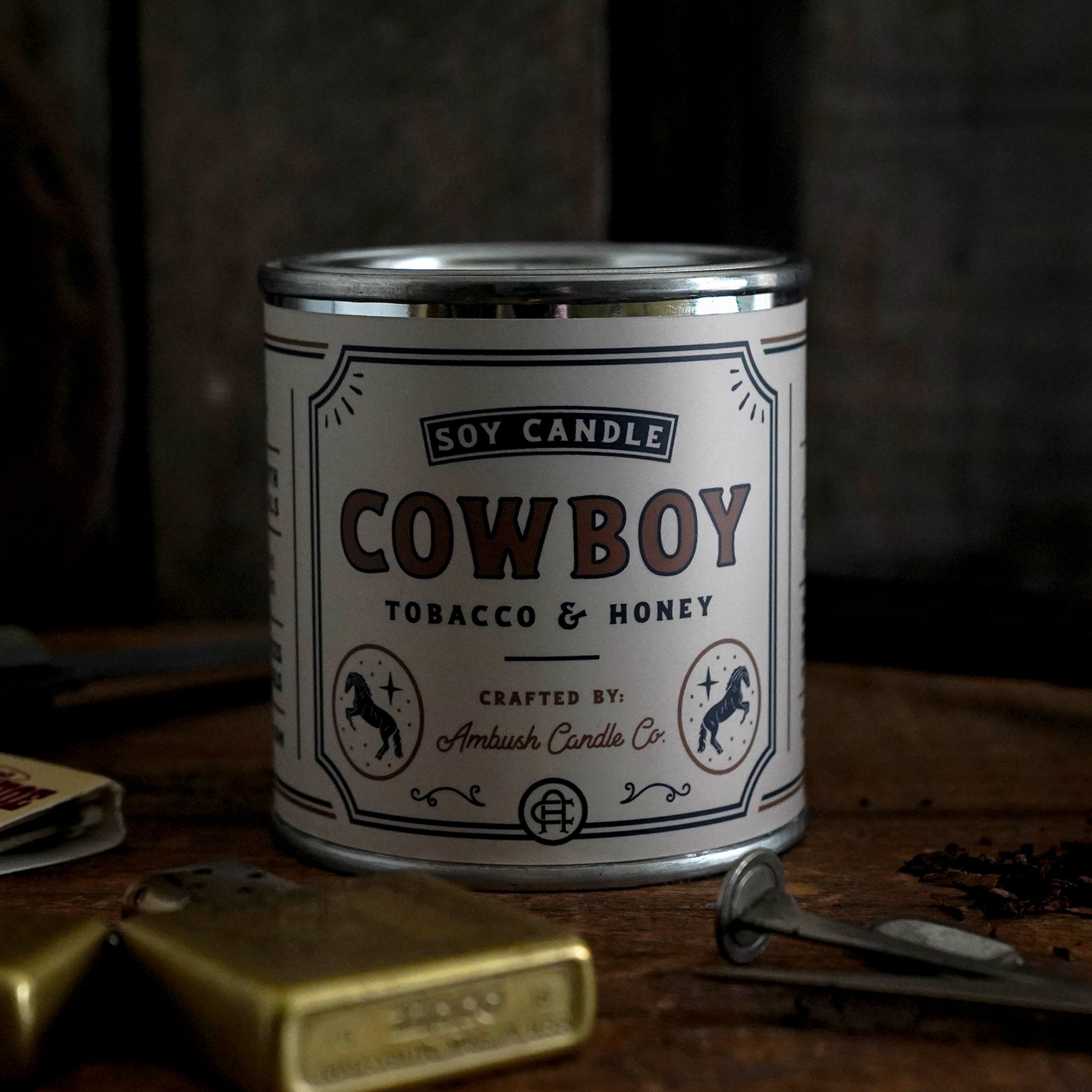 Ambush Candle Co. 8oz 'Cowboy' Soy Candle - Tobacco / Honey