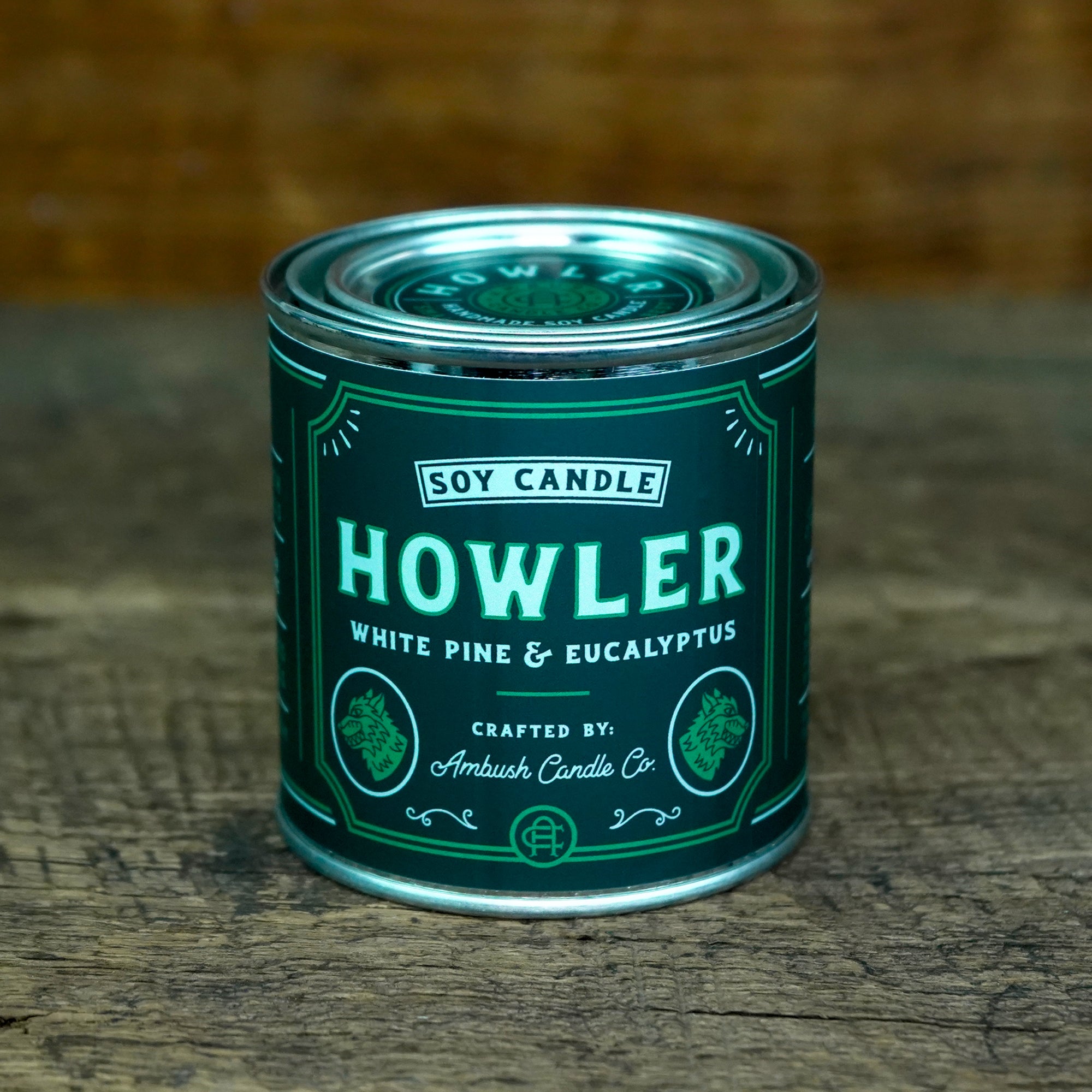 Ambush Candle Co. 8oz 'Howler' Soy Candle - White Pine / Eucalyptus