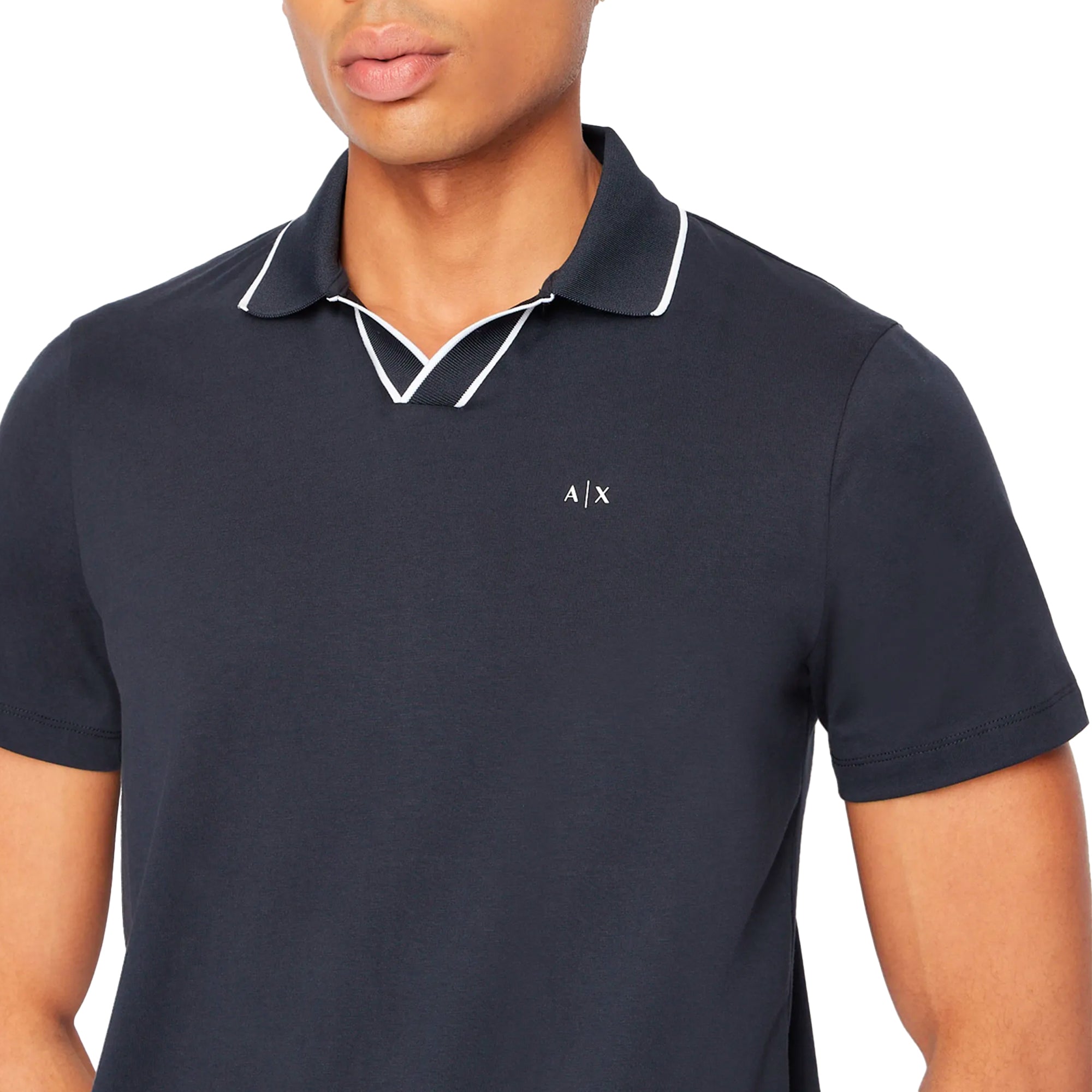 Armani Exchange 3RZFFC Open Neck Polo - Navy