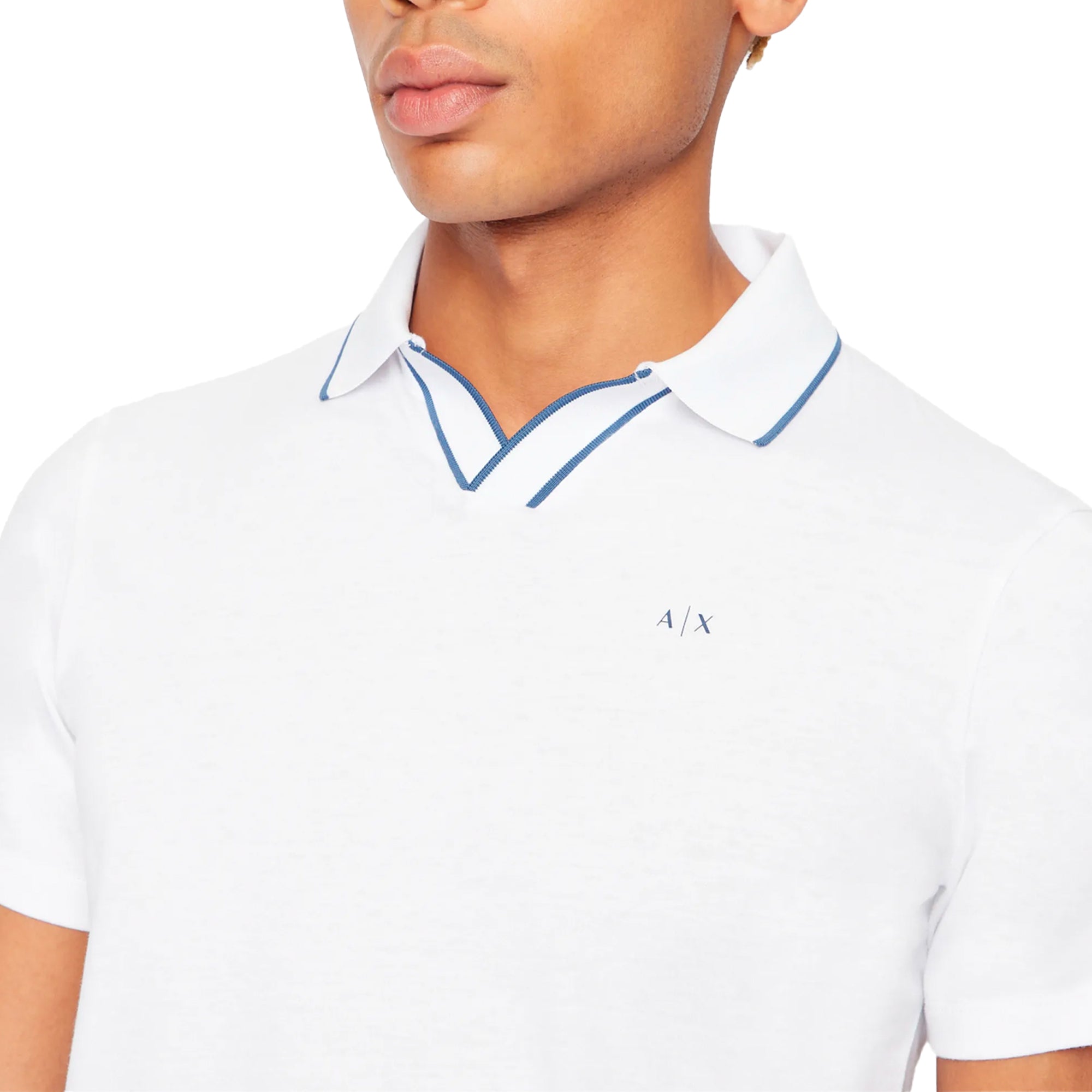 Armani Exchange 3RZFFC Open Neck Polo - White