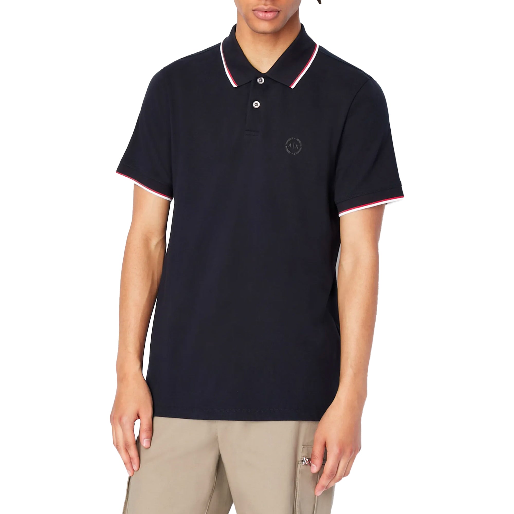 Armani Exchange 8NZF75 Tipped Pique Polo - Navy / Red