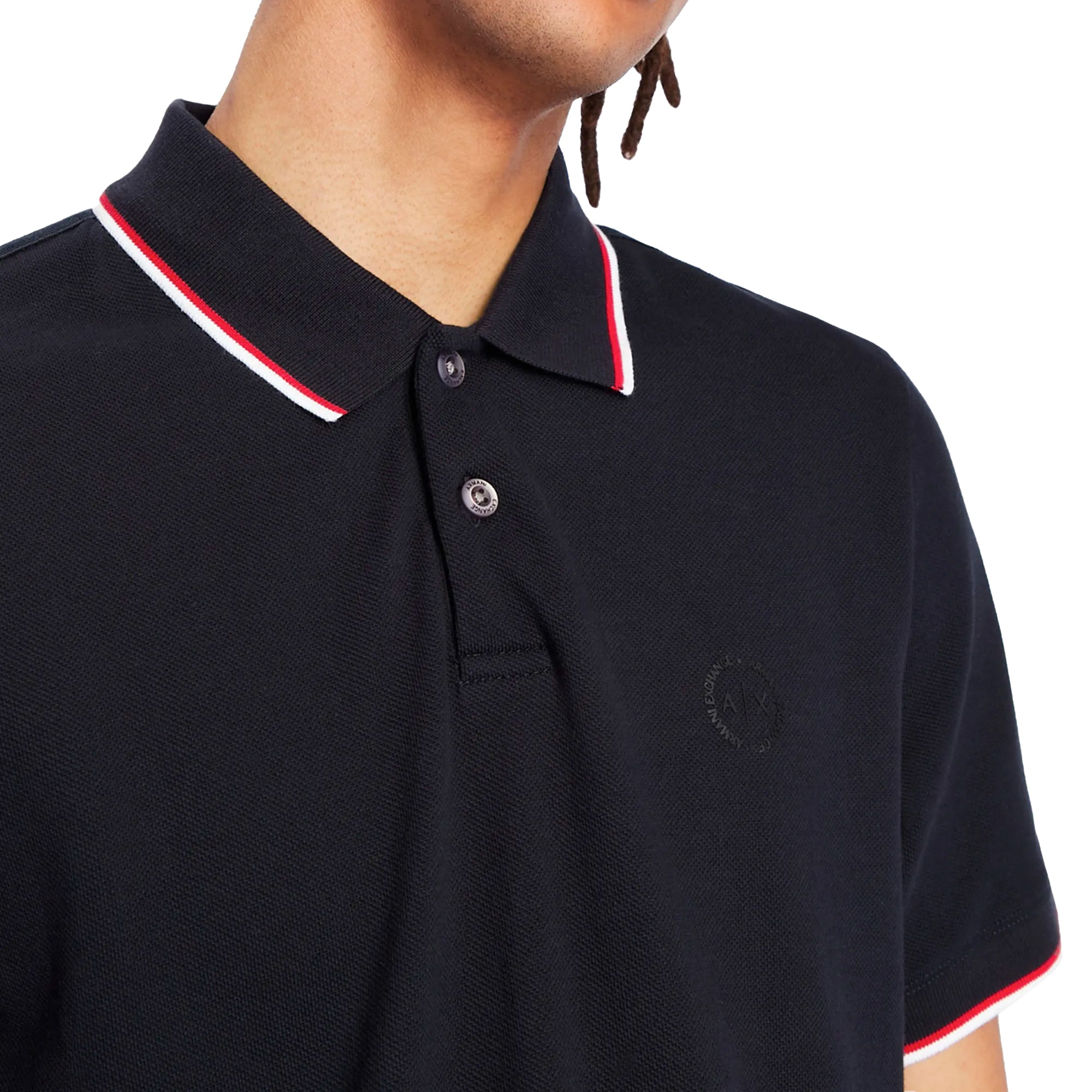 Armani Exchange 8NZF75 Tipped Pique Polo - Navy / Red