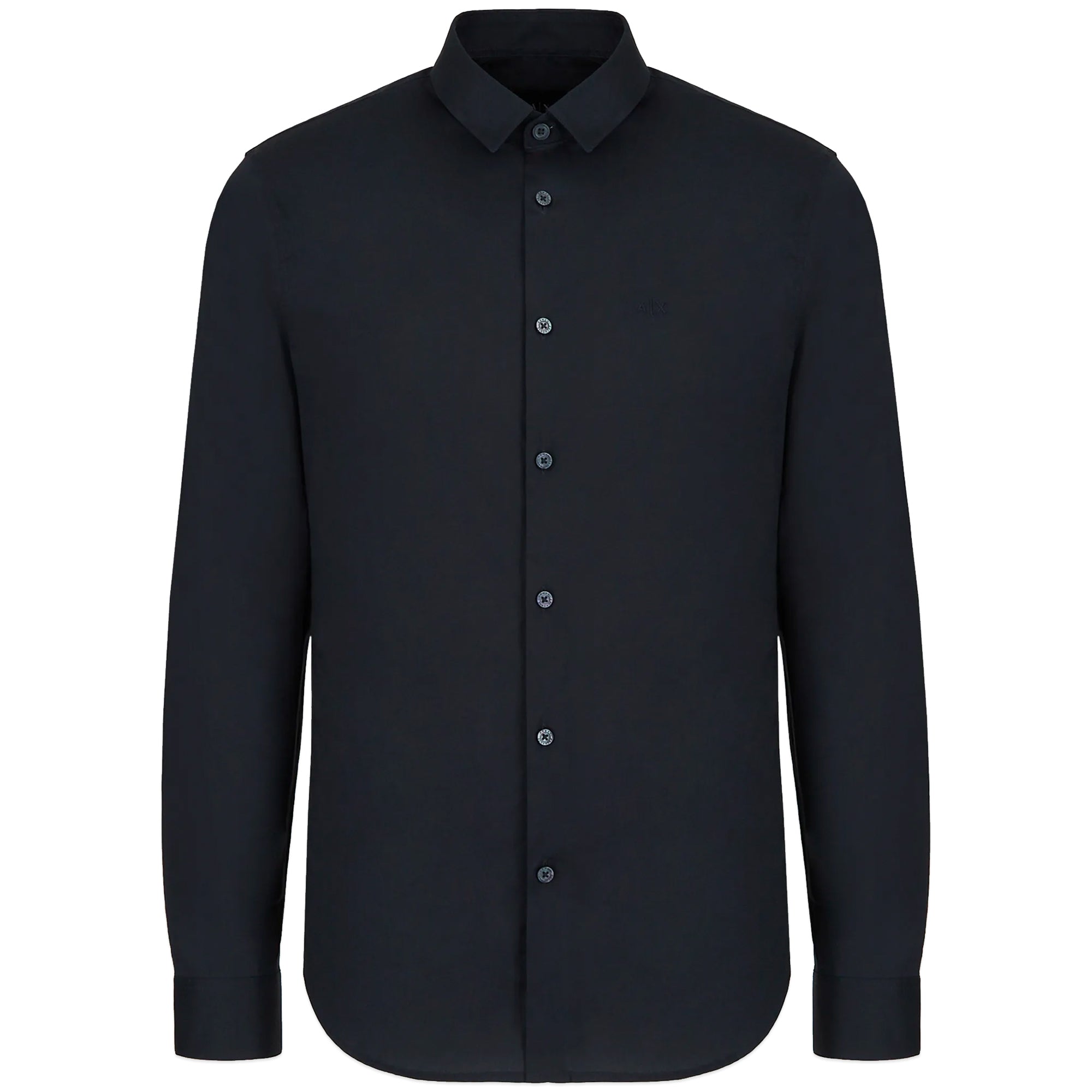 Armani Exchange Cotton Stretch Long Sleeve Shirt - Navy