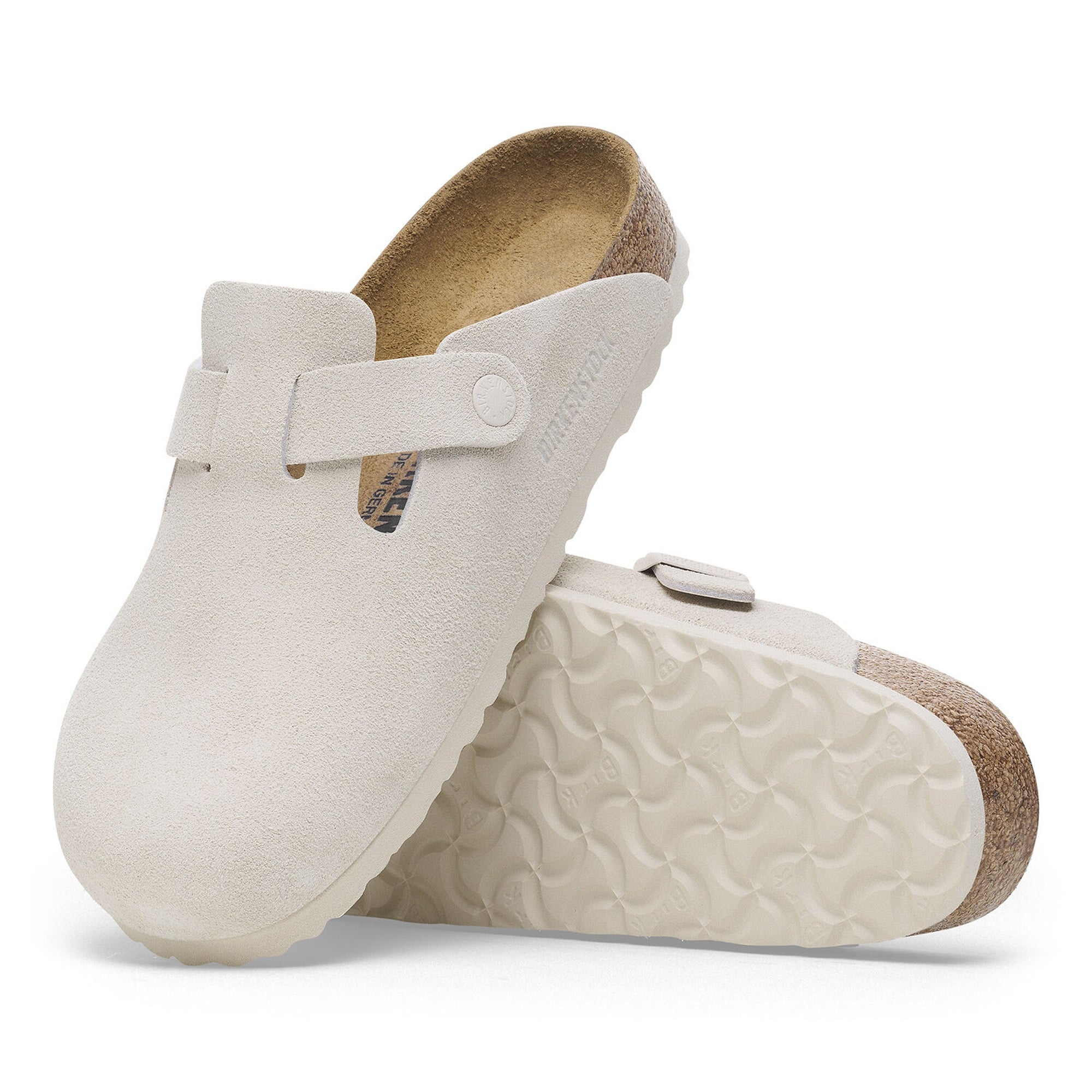 Birkenstock Boston Sandals - Antique White Suede