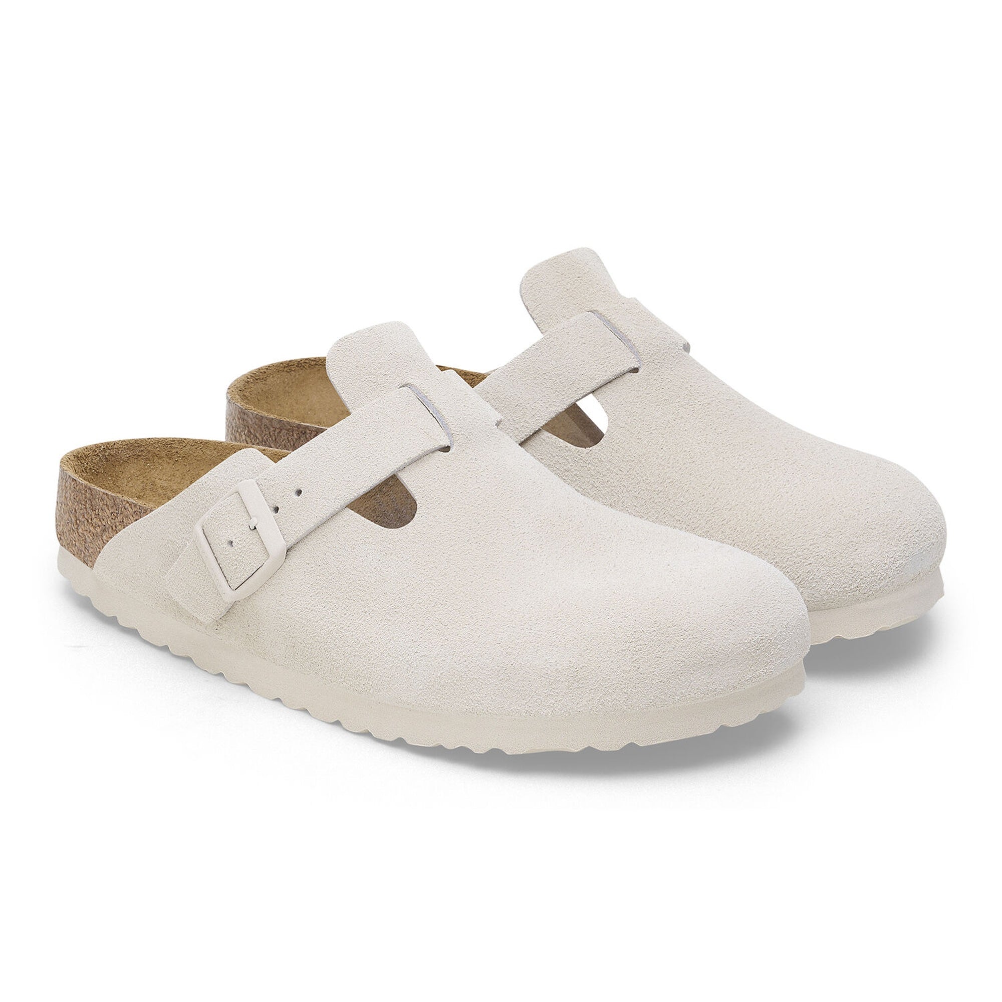 Birkenstock Boston Sandals - Antique White Suede