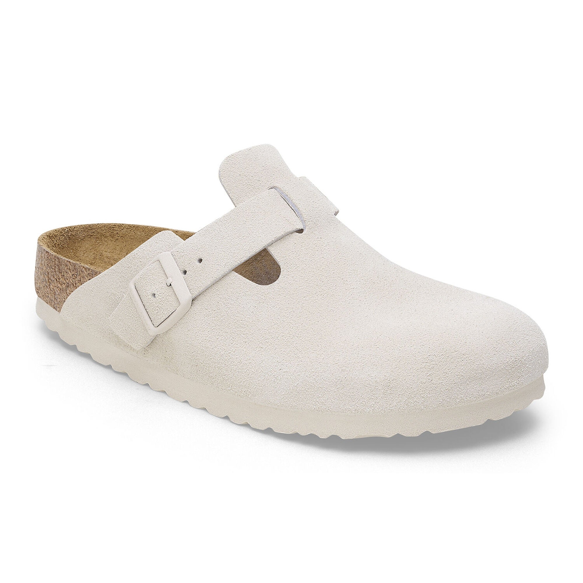 Birkenstock Boston Sandals - Antique White Suede