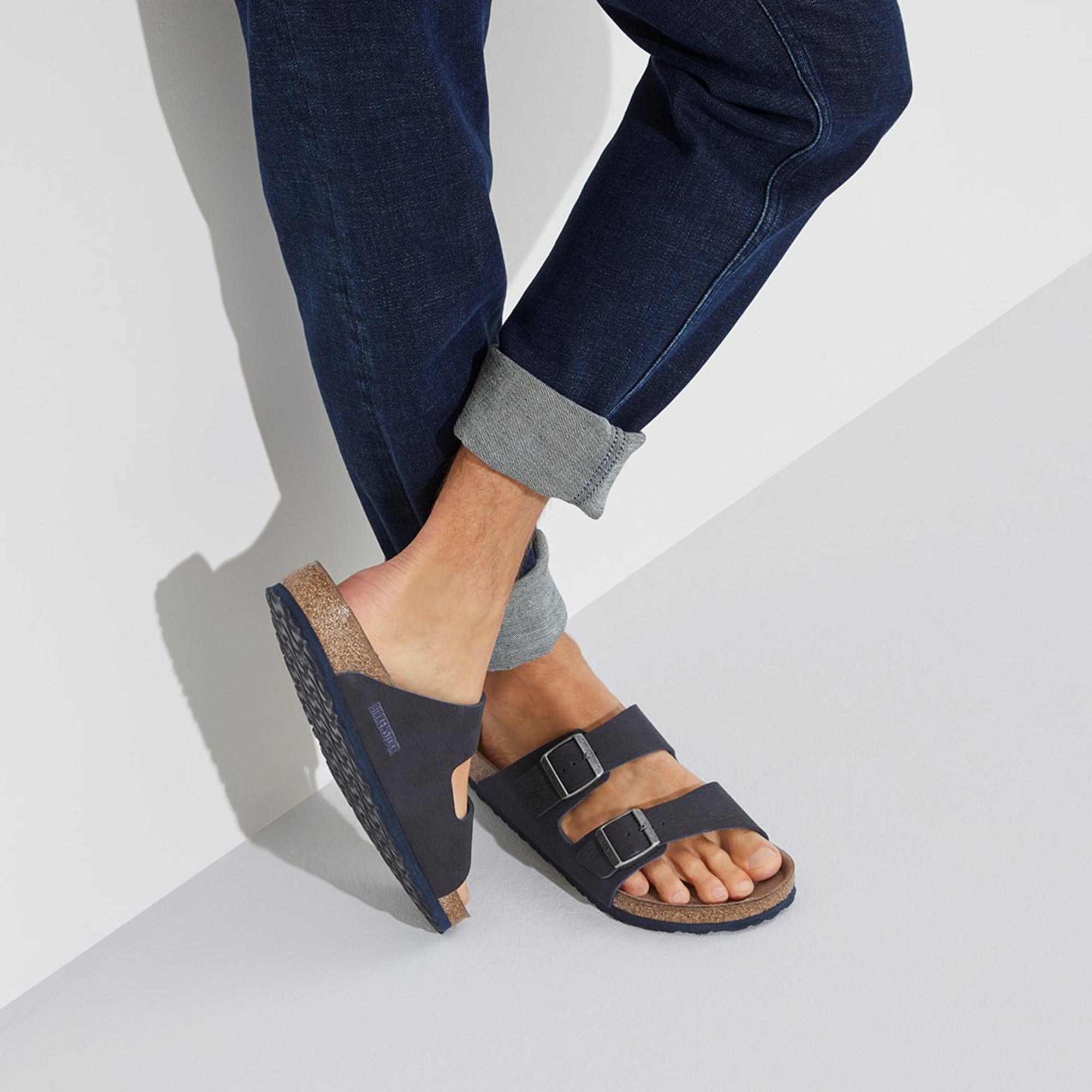 Birkenstock Arizona Vegan Micro Fibre Sandals - Desert Dust Indigo Blue