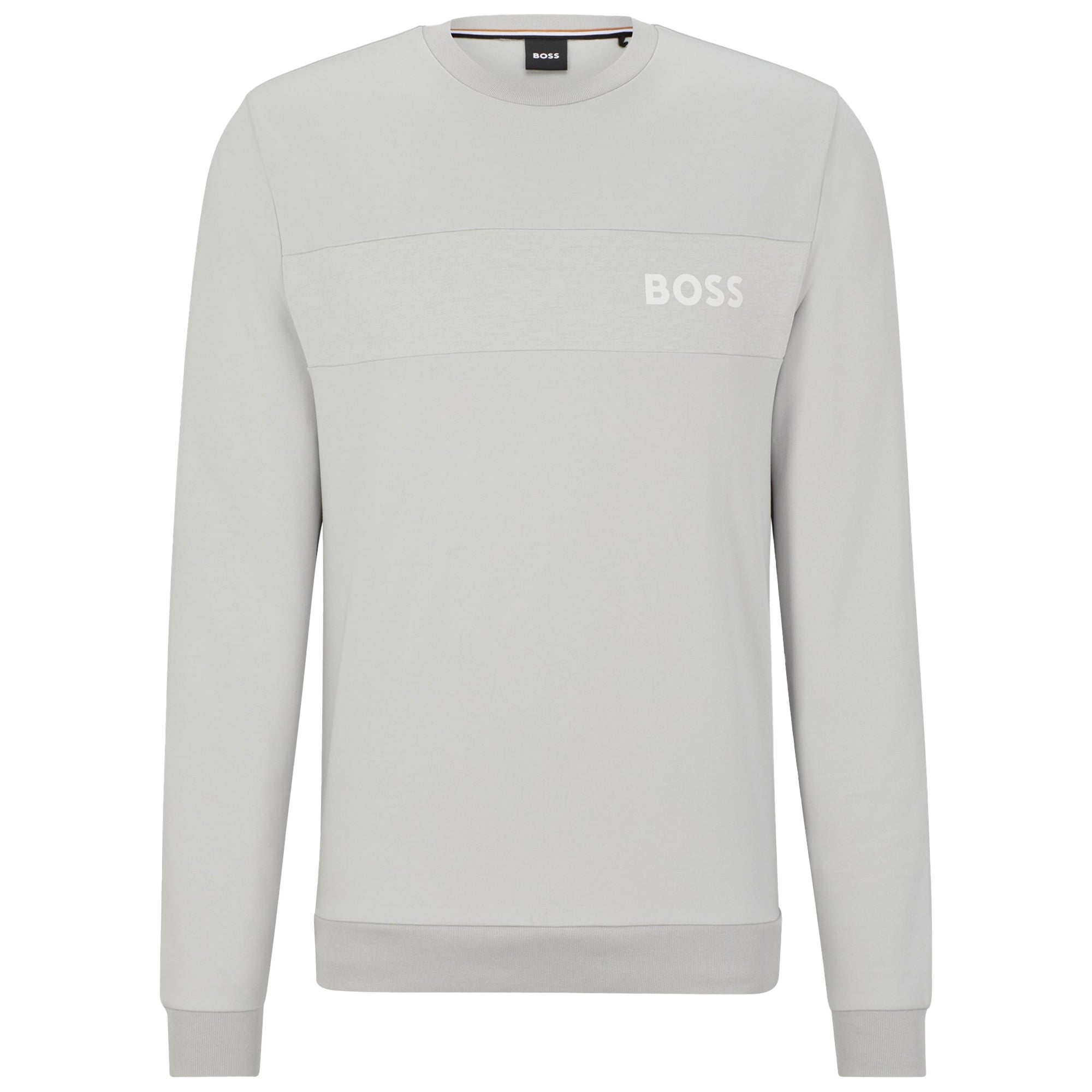 Boss Cotton Blend Crew Neck Sweat - Light Grey