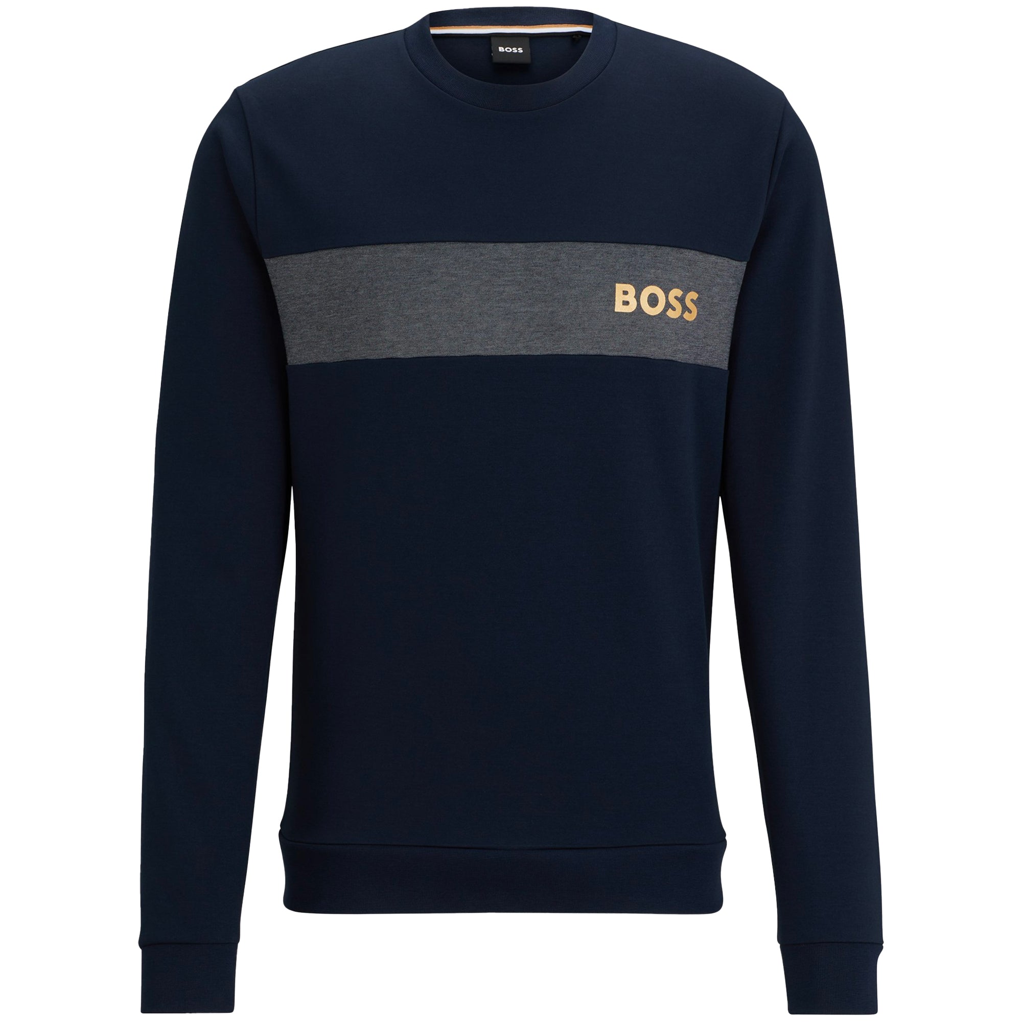 Boss Cotton Blend Crew Neck Sweat - Navy