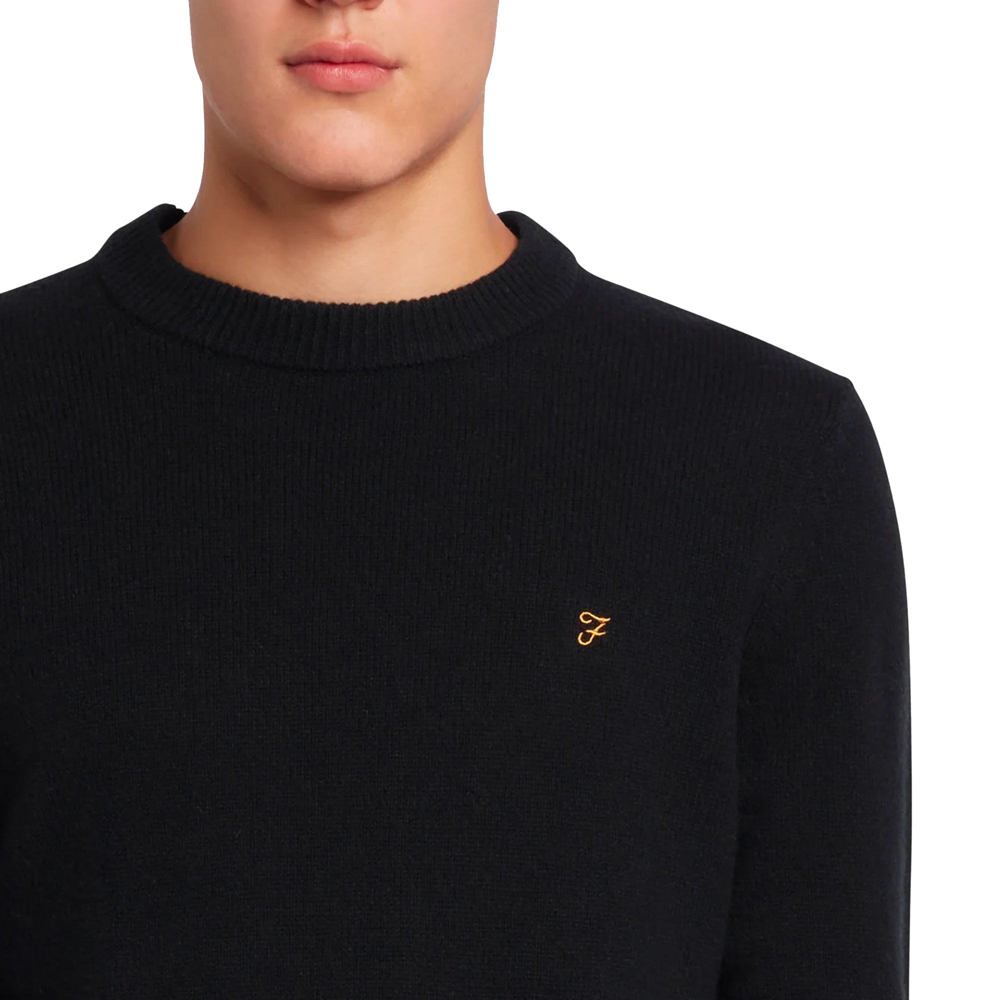 Farah Birchall Lambswool Crew Sweater - Black