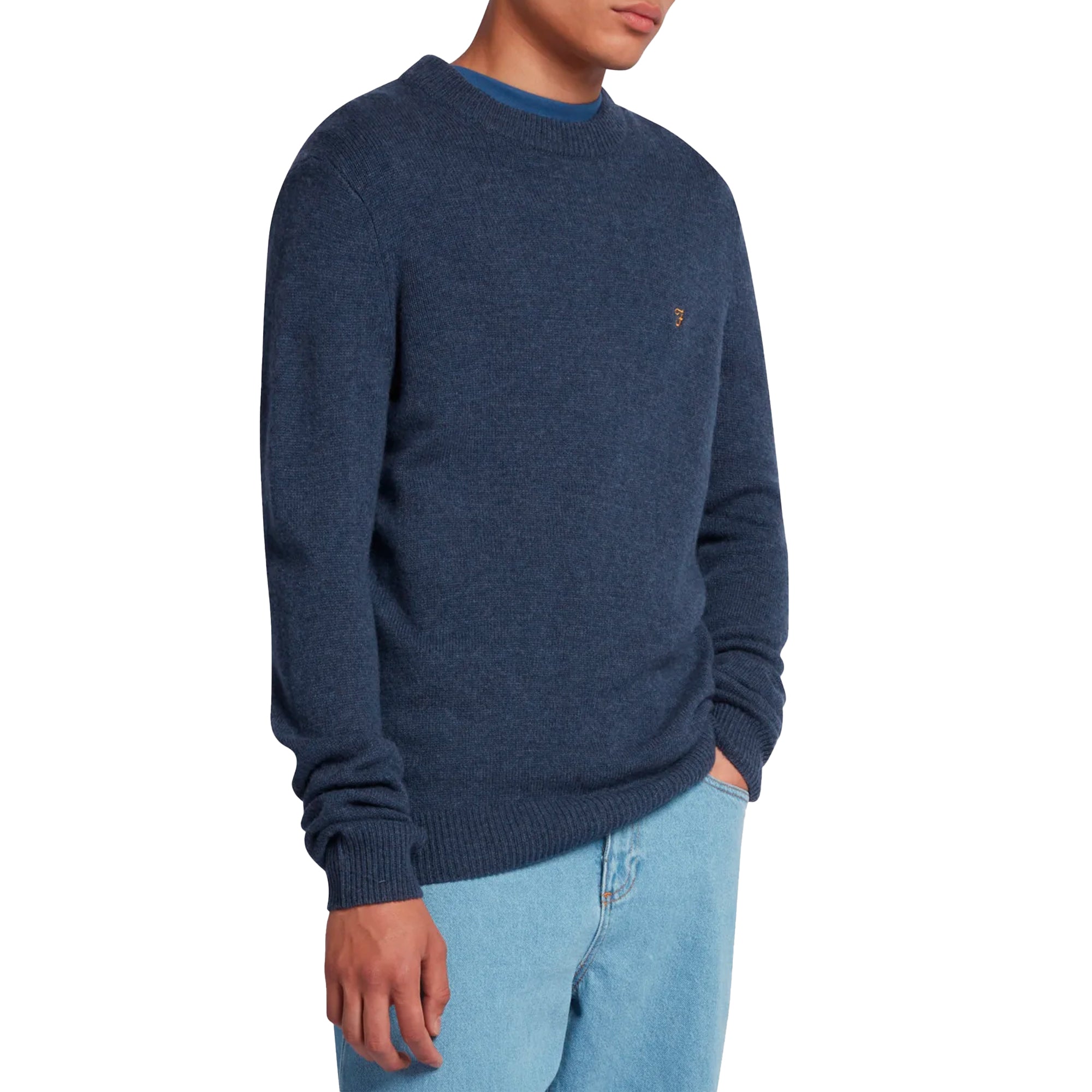 Farah Birchall Lambswool Crew Sweater - Sailor Blue