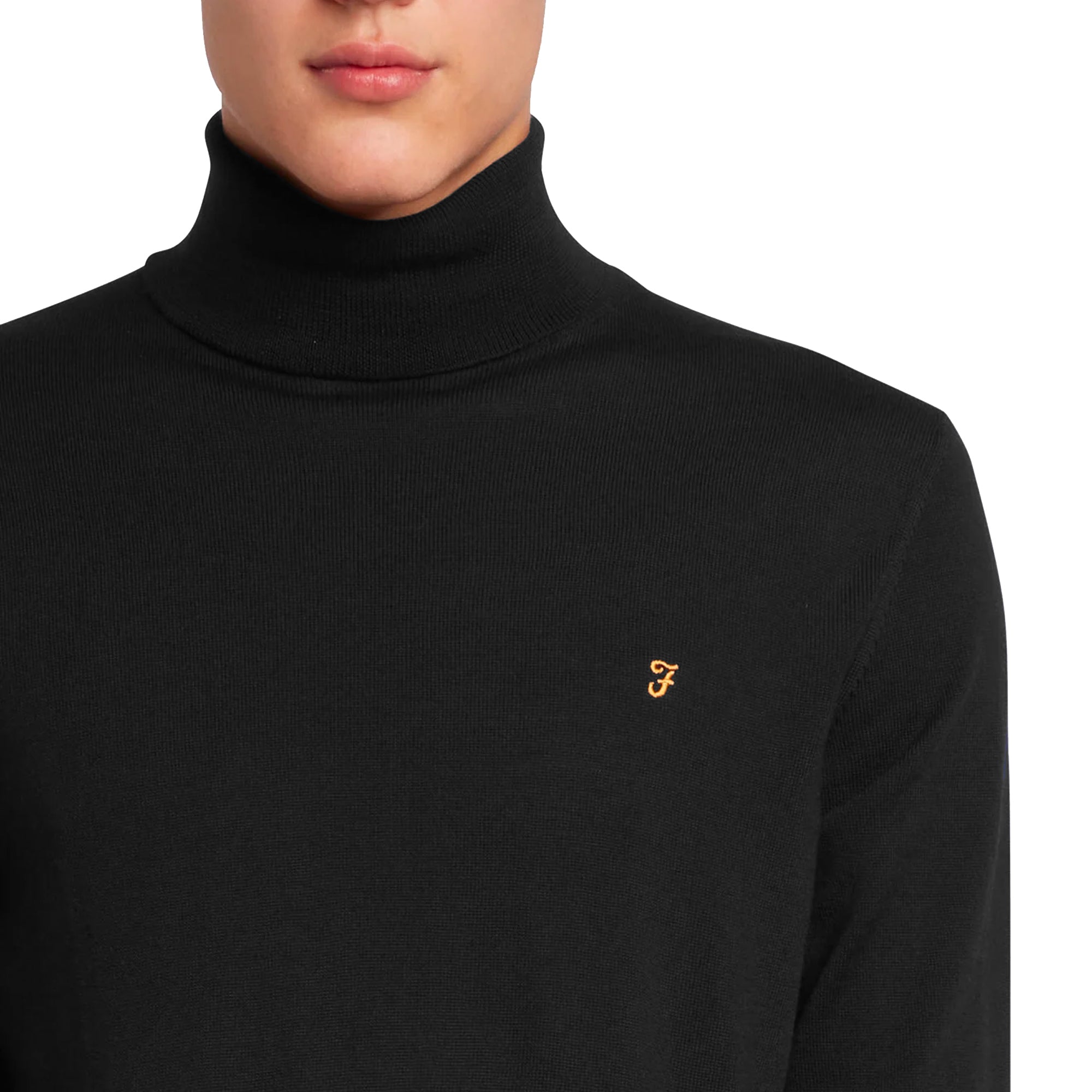 Farah Gosforth Merino Wool Roll Neck Jumper - Black