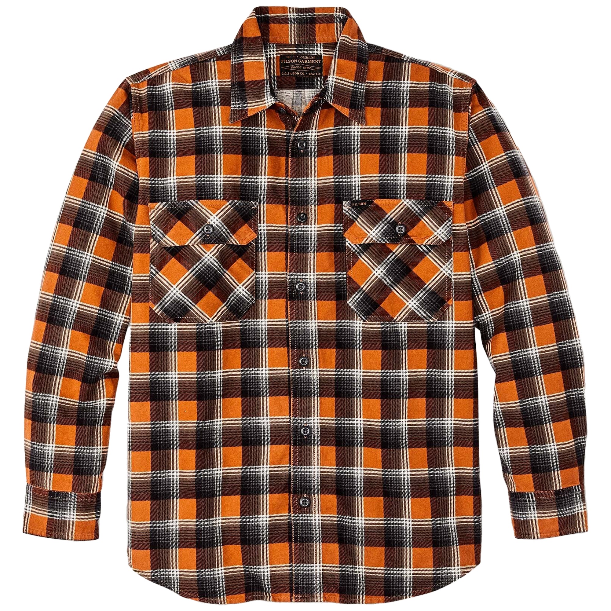 Filson Field Flannel Shirt - Amber Rust / Grey Plaid