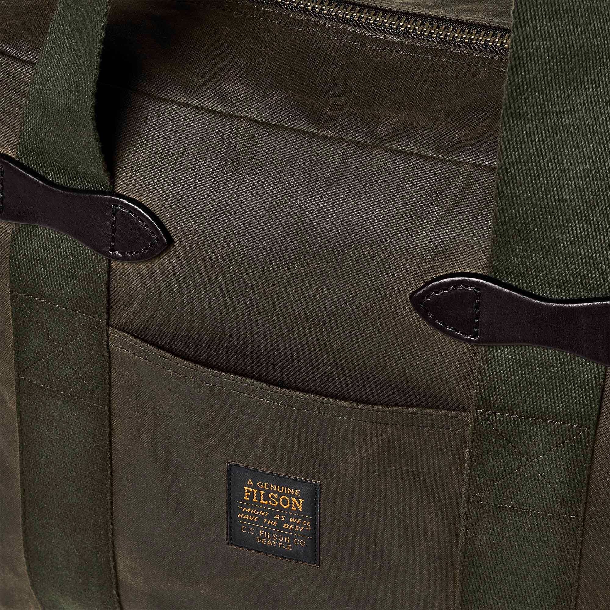 Filson Tin Cloth Tote Bag with Zipper - Otter Green