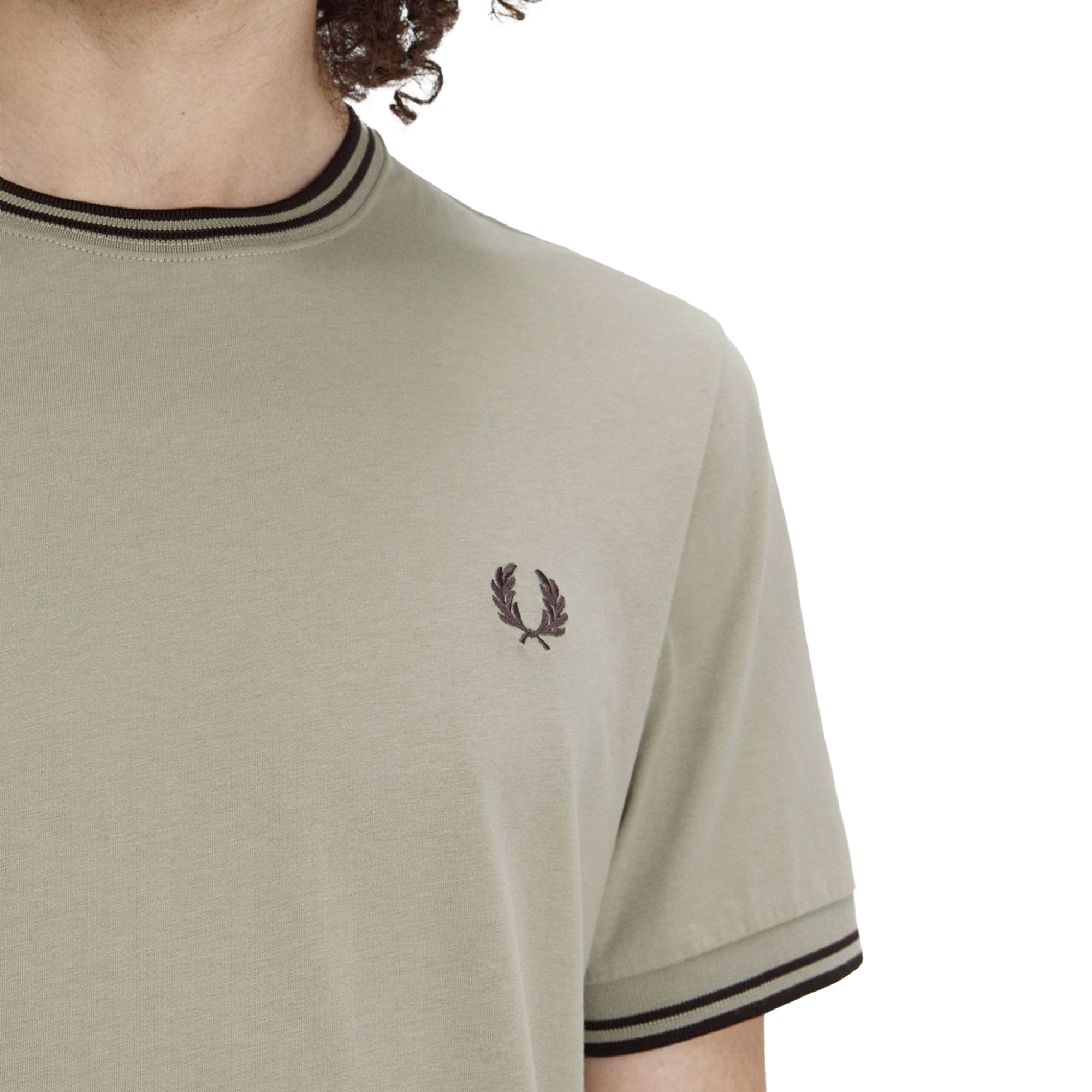 Fred Perry Twin Tipped T-Shirt - Warm Grey/Brick