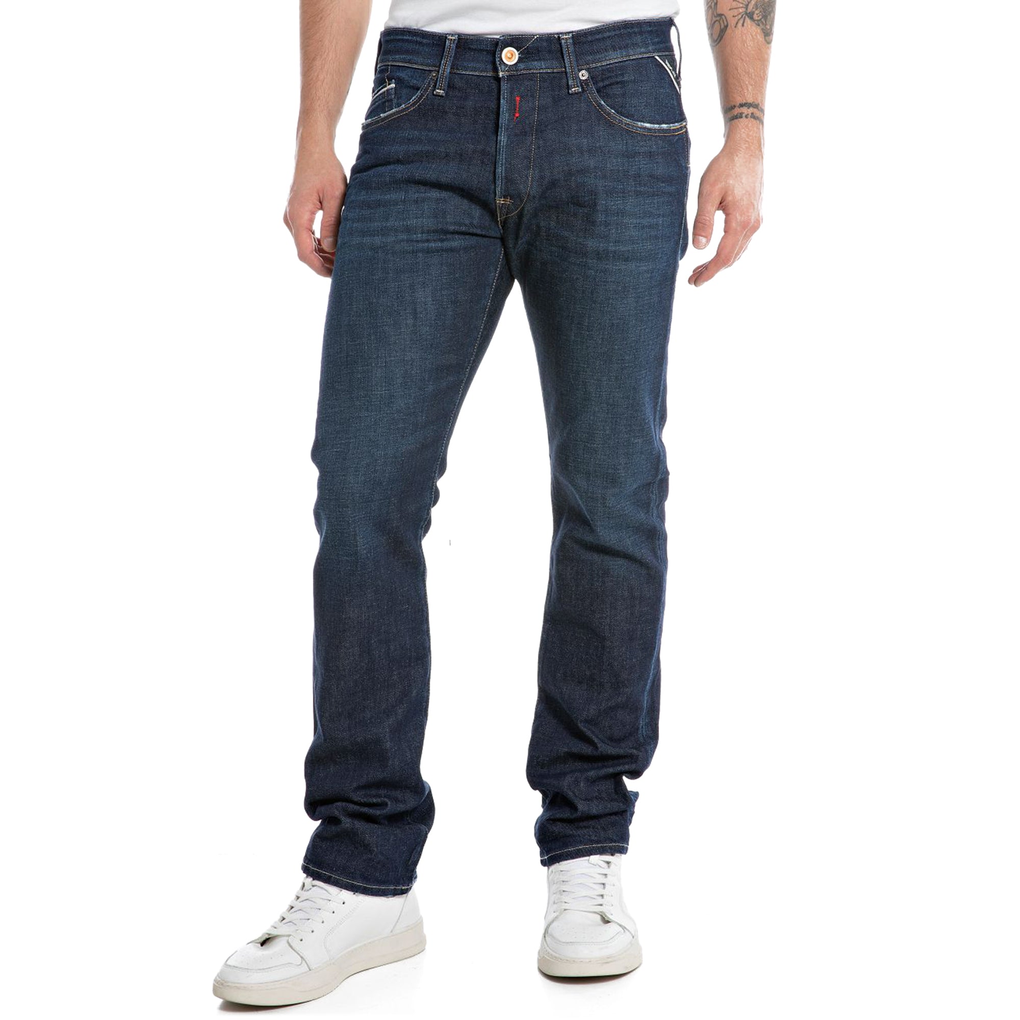 Replay Waitom Regular Fit Jeans - Washed Dark Blue