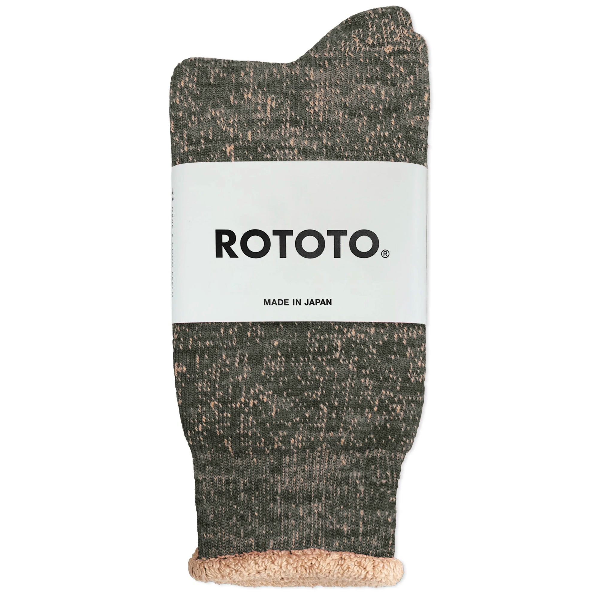 RoToTo Double Face Merino Wool Socks - Green / Brown