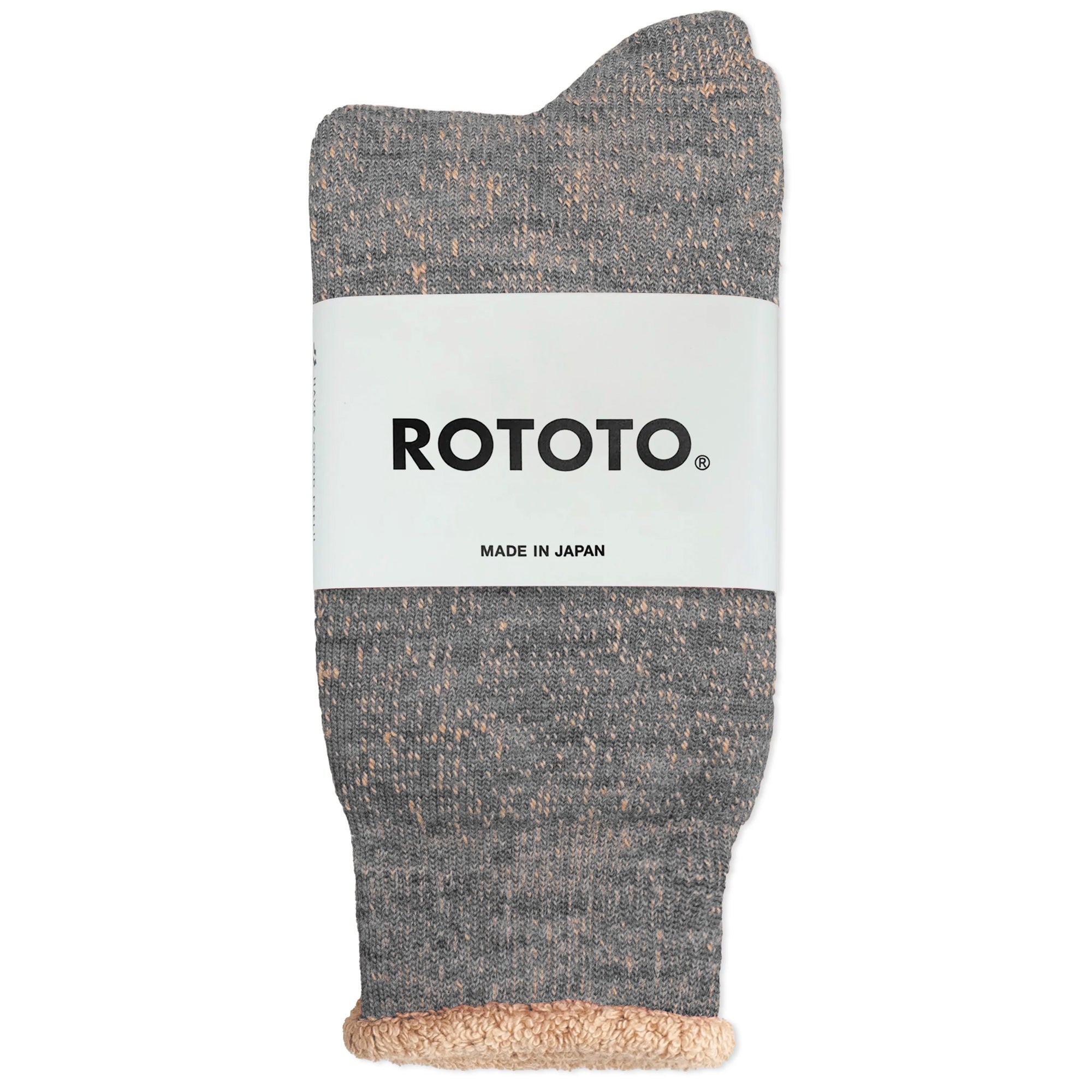 RoToTo Double Face Merino Wool Socks - Grey / Brown
