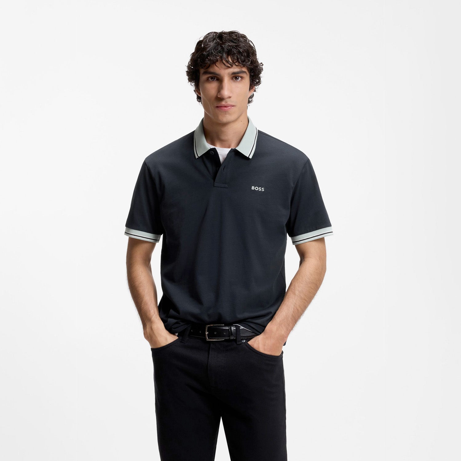 Boss Pe Blocks Contrast Collar Polo