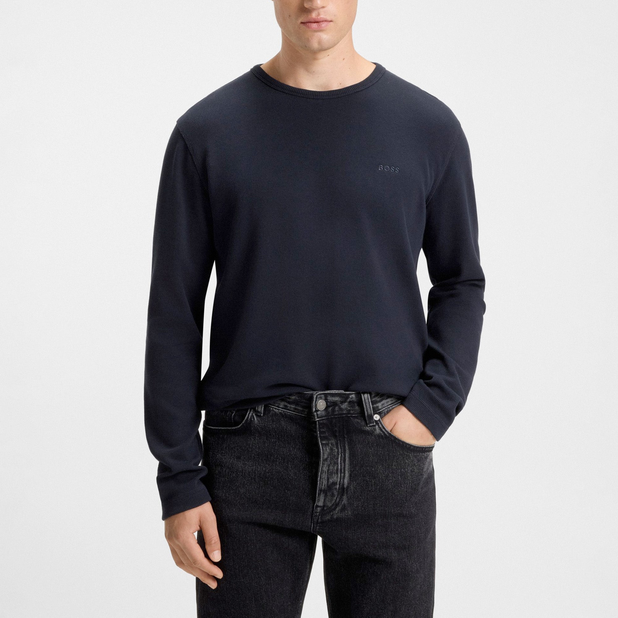 Boss Tempesto Long Sleeve Waffle T-Shirt