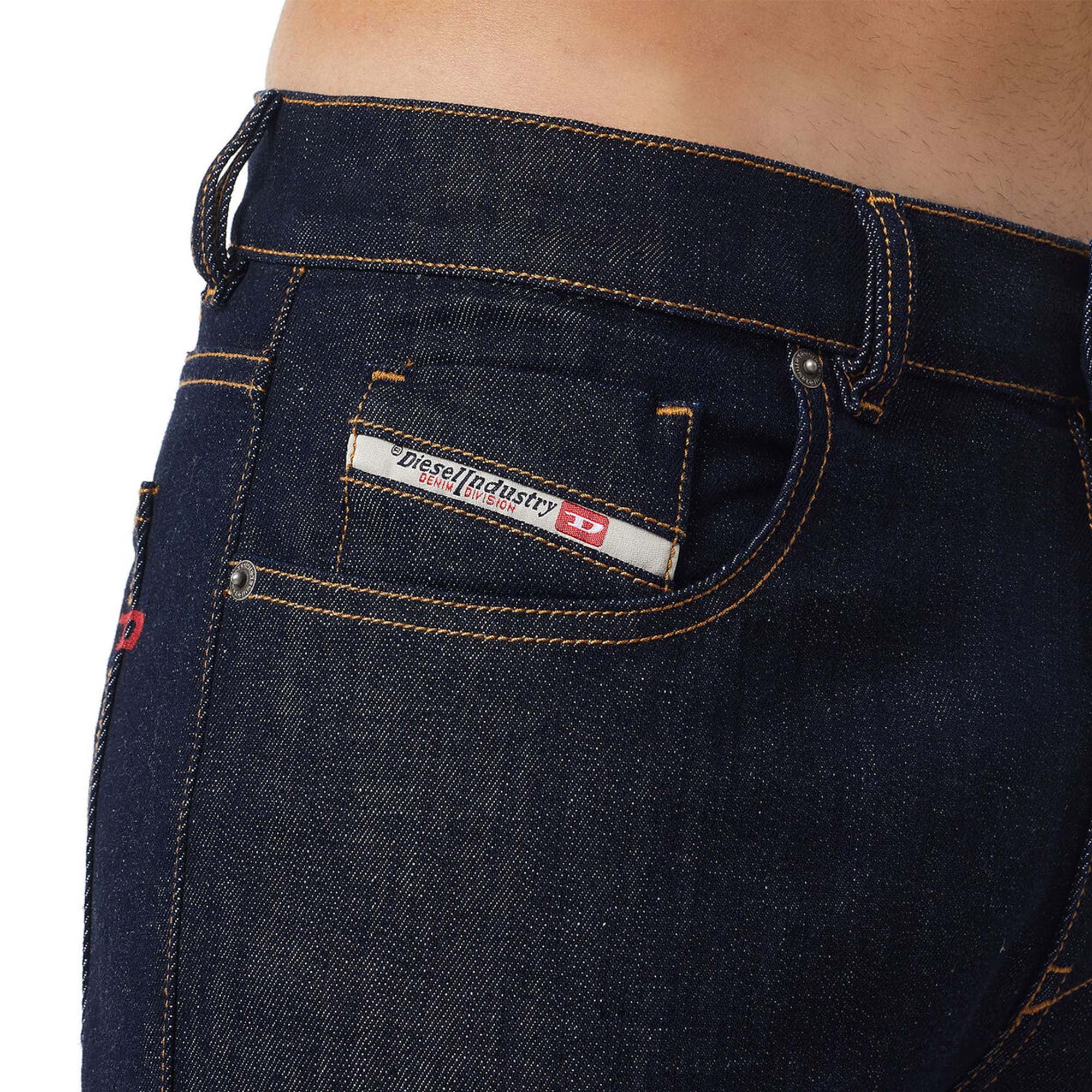 Close-up of coin pocket on Diesel D-Strukt Z9B89 Straight Fit Jeans in Raw Rinse
