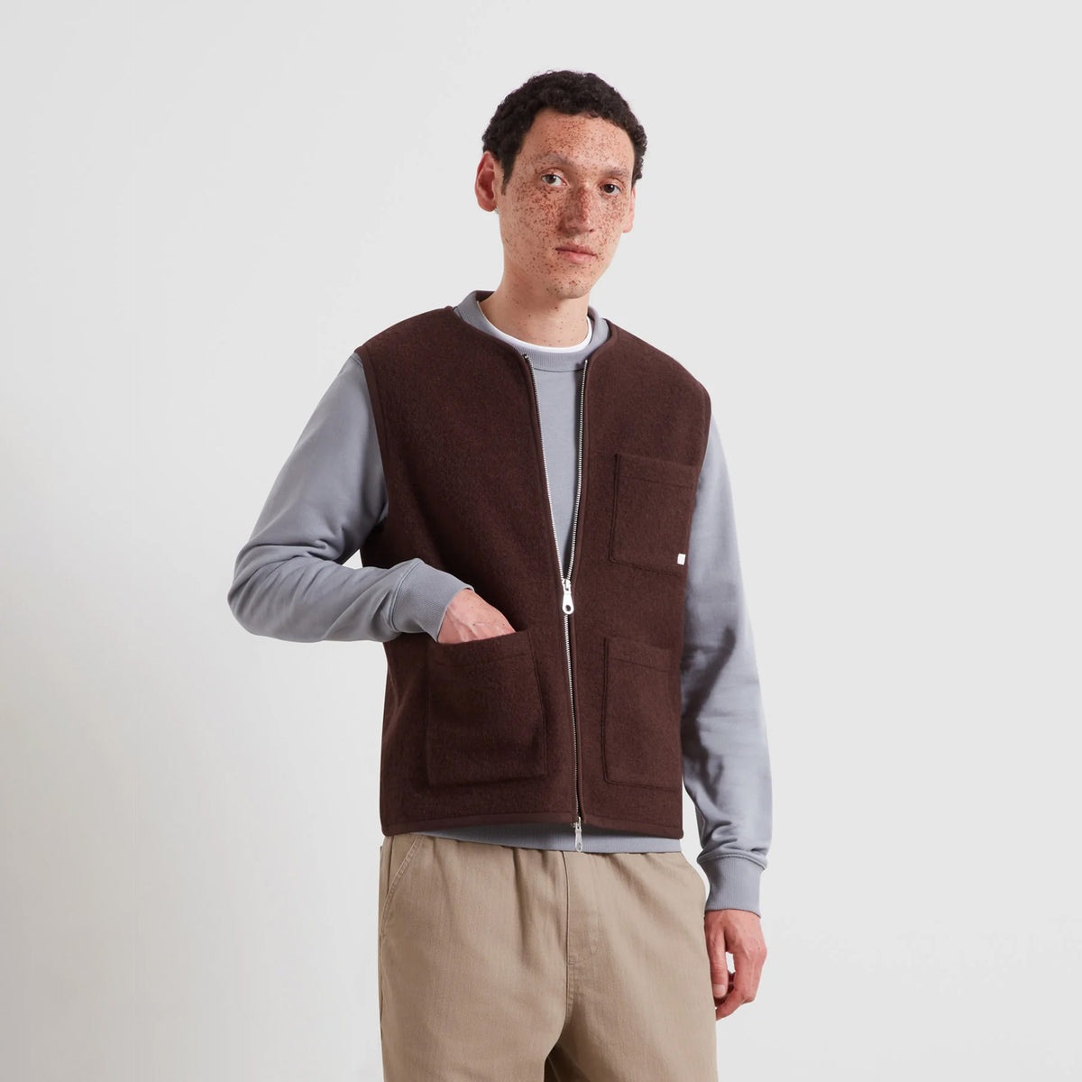 Farah Myles Crew Neck Zip Gilet