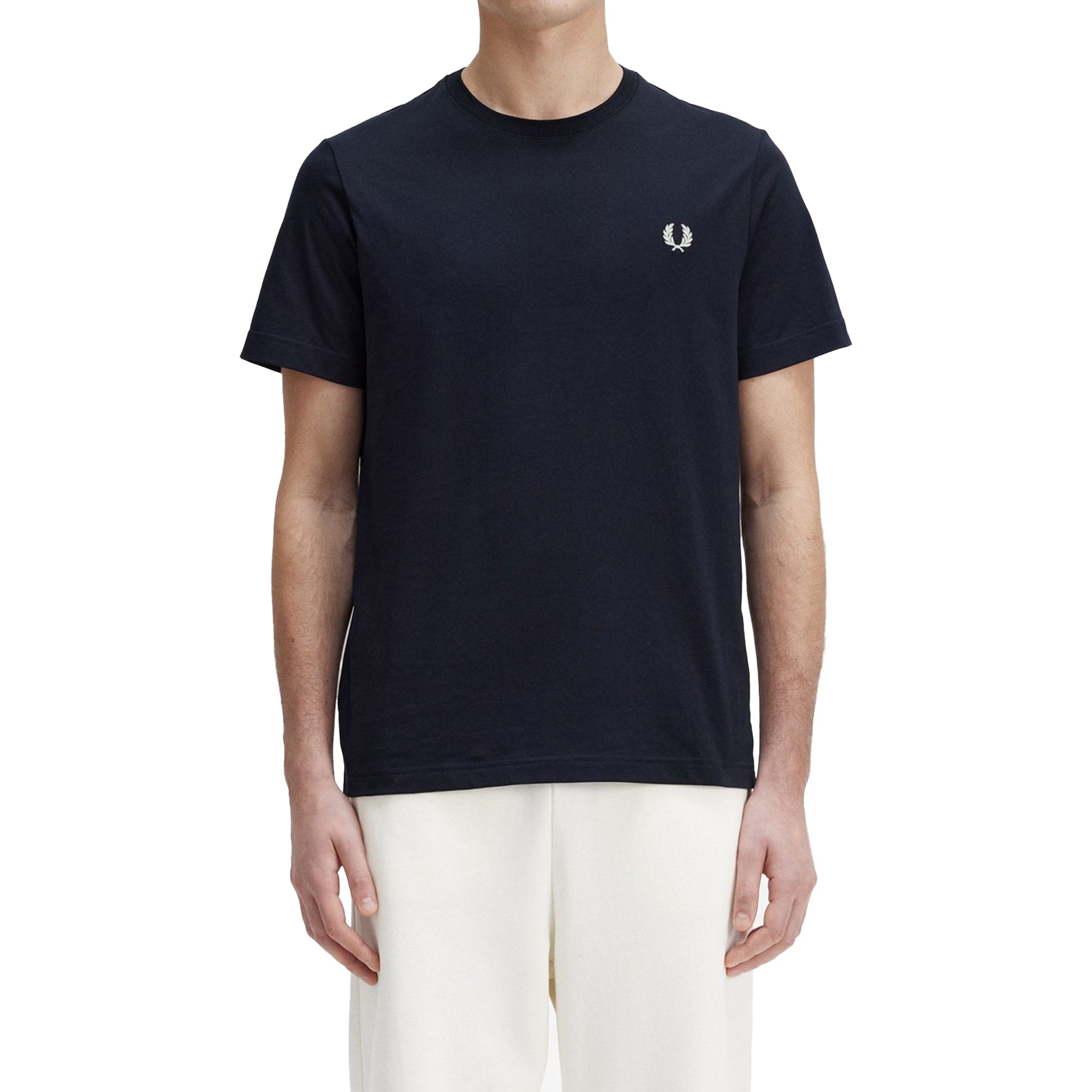 Front model shot of Fred Perry Crew Neck T-Shirt for Men in Navy