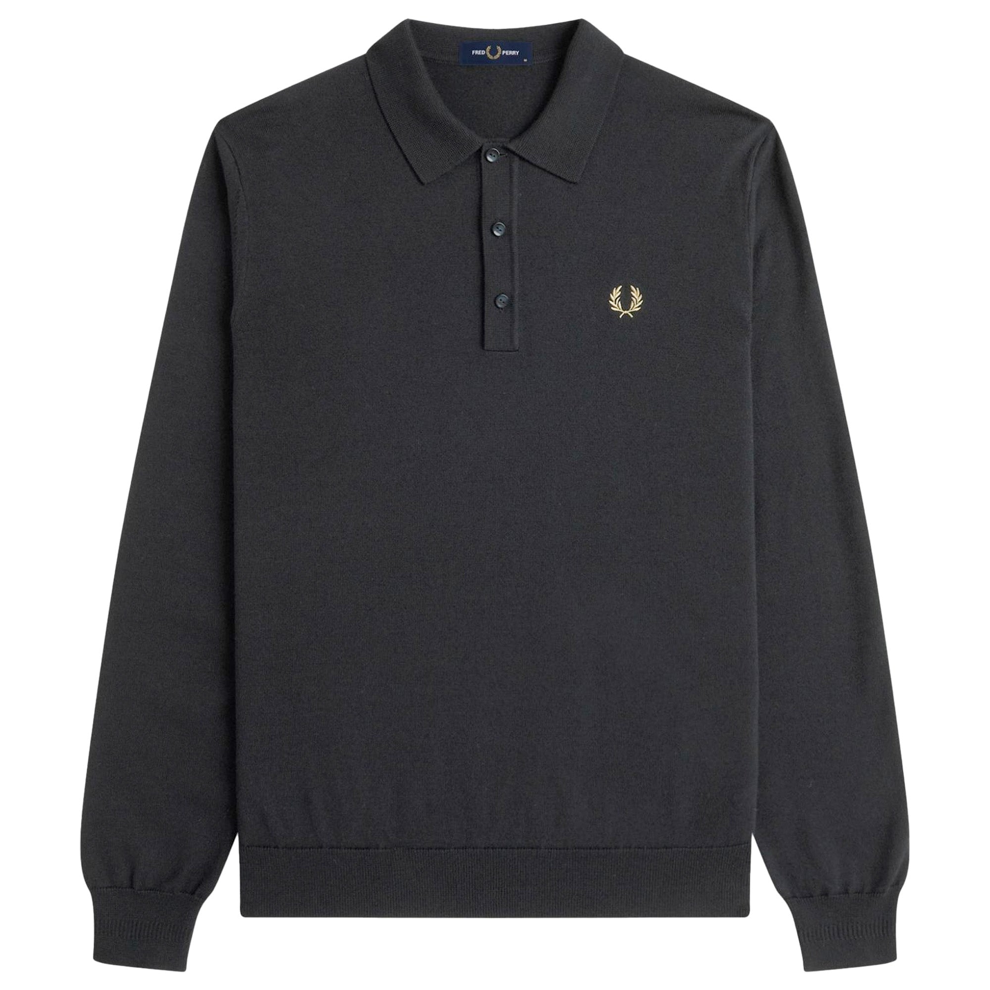 Fred Perry Knitted Merino Long Sleeve Polo Shirt
