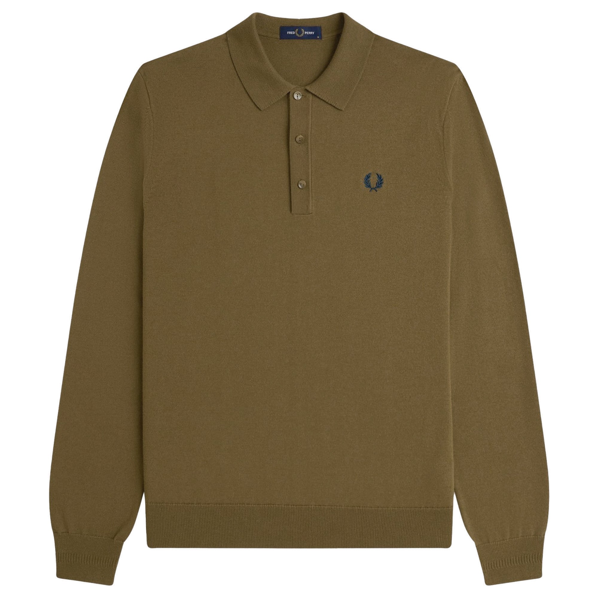 Fred Perry Knitted Merino Long Sleeve Polo Shirt