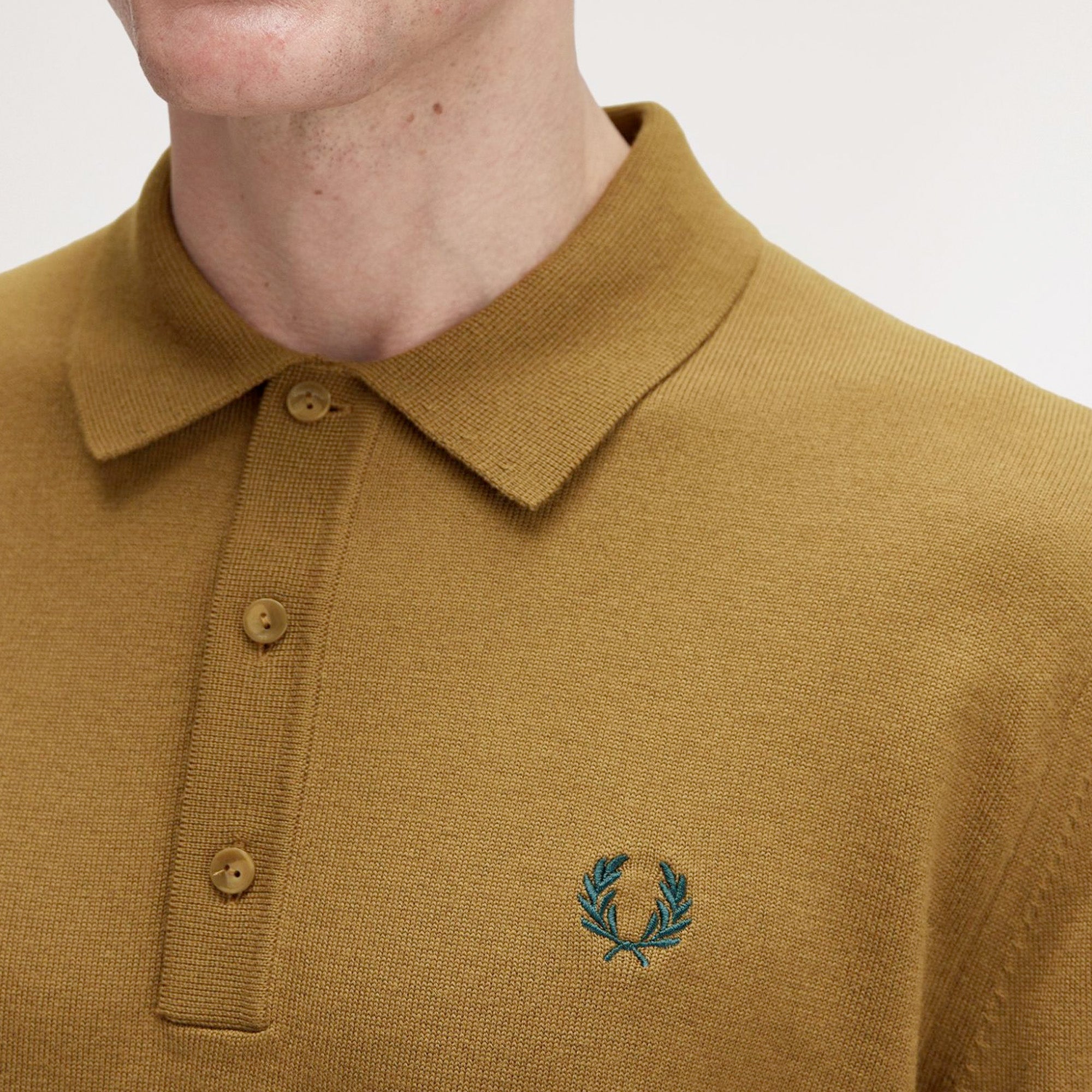 Fred Perry Knitted Merino Long Sleeve Polo Shirt
