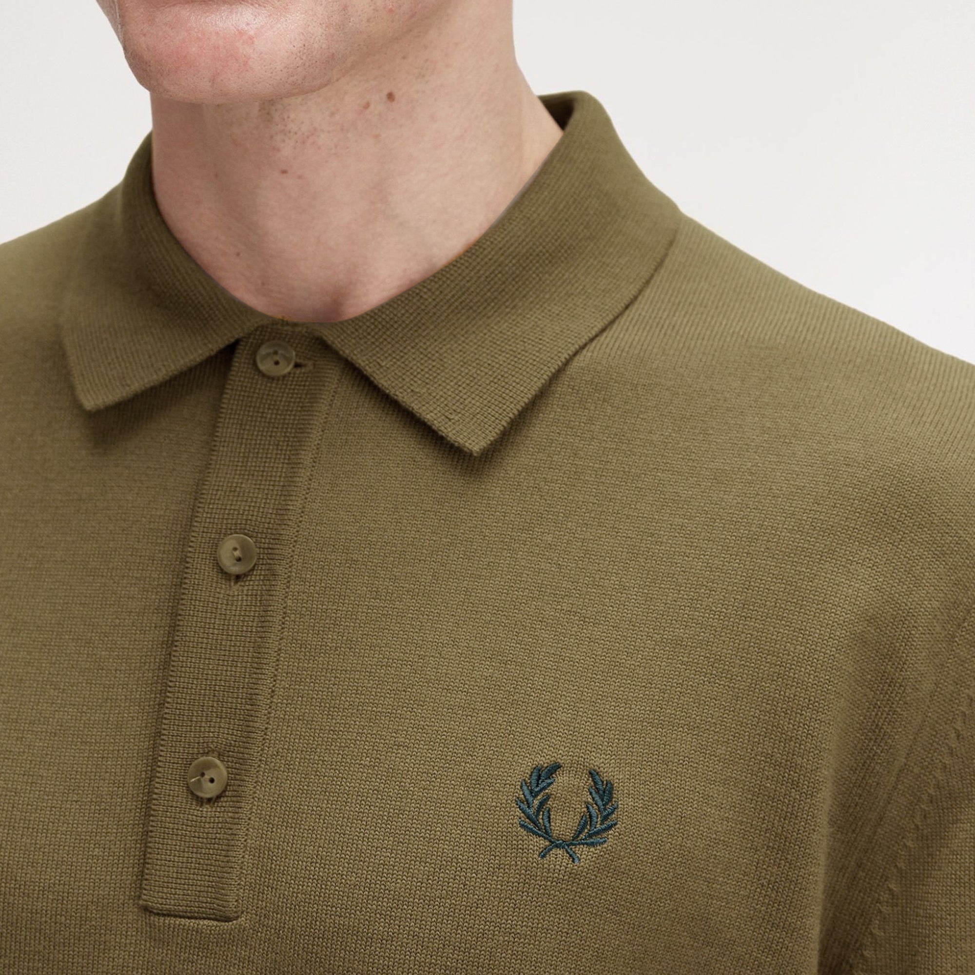 Fred Perry Knitted Merino Long Sleeve Polo Shirt
