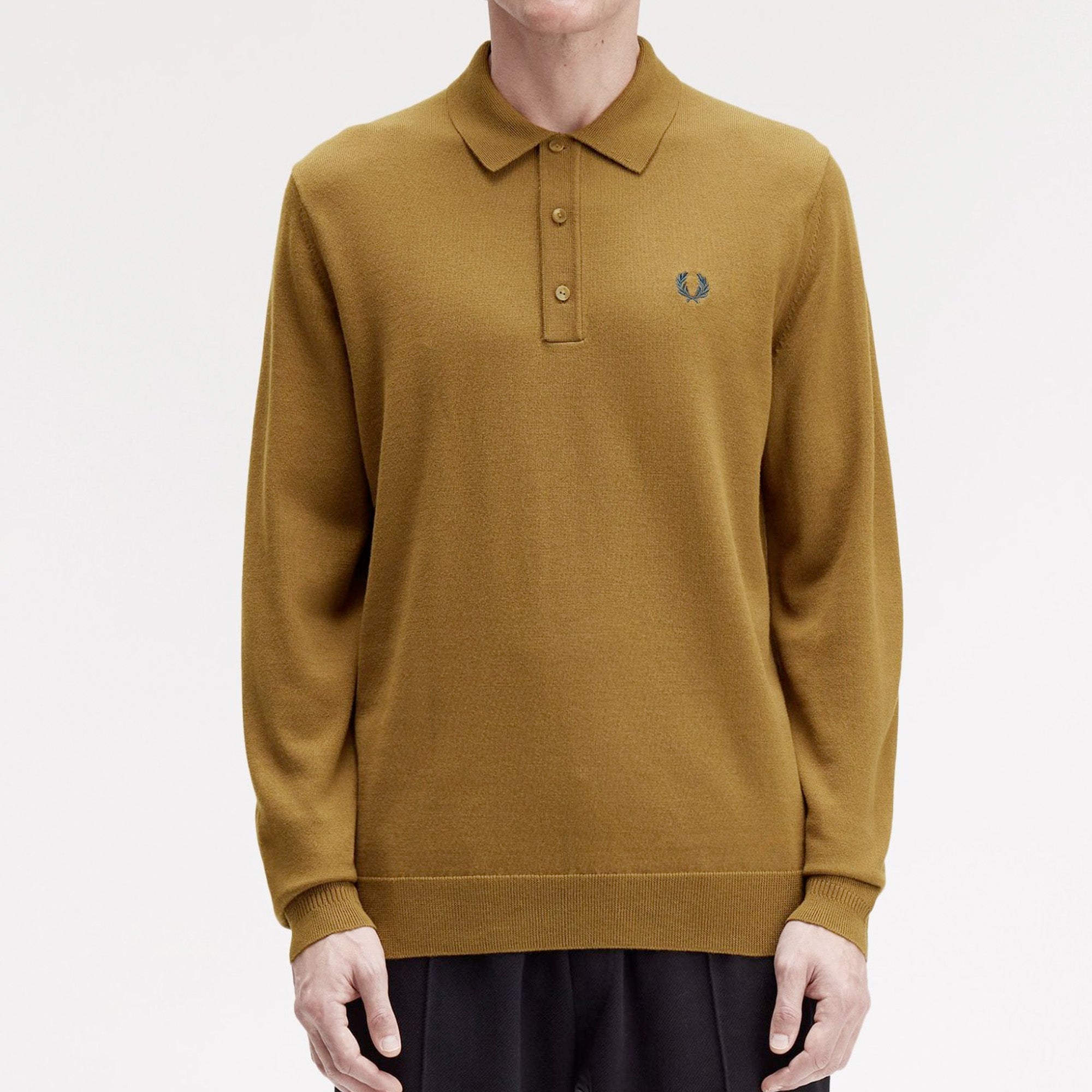 Fred Perry Knitted Merino Long Sleeve Polo Shirt