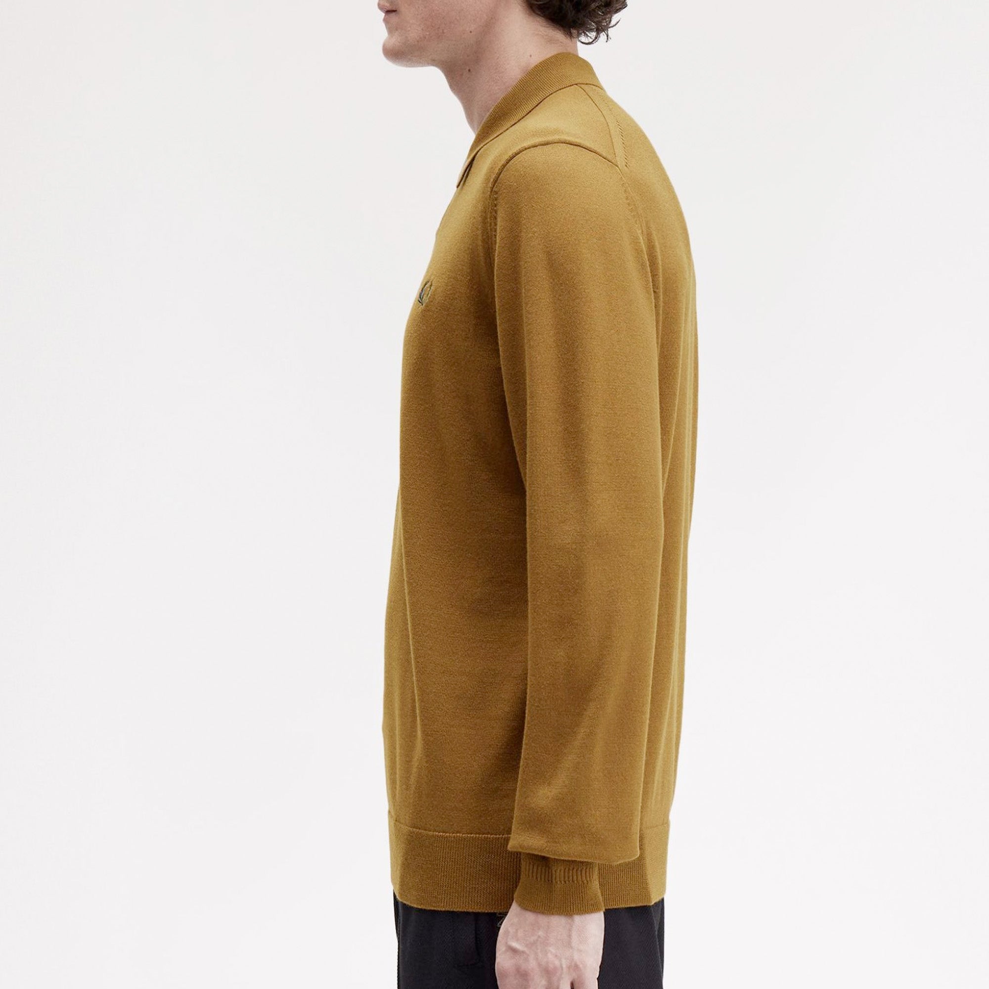 Fred Perry Knitted Merino Long Sleeve Polo Shirt