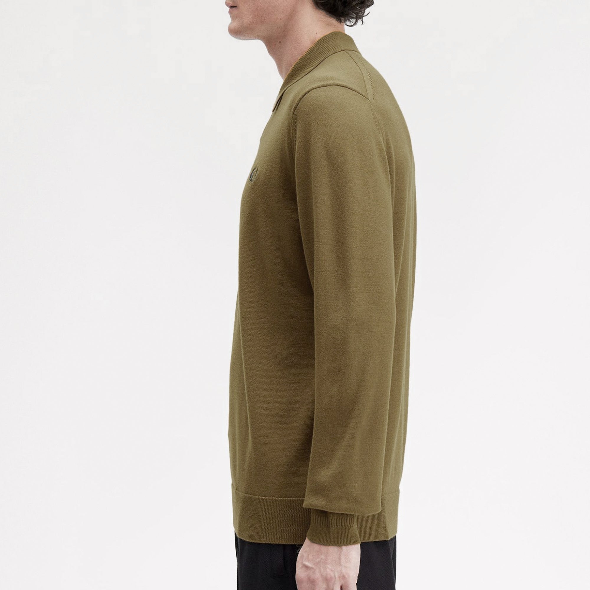 Fred Perry Knitted Merino Long Sleeve Polo Shirt