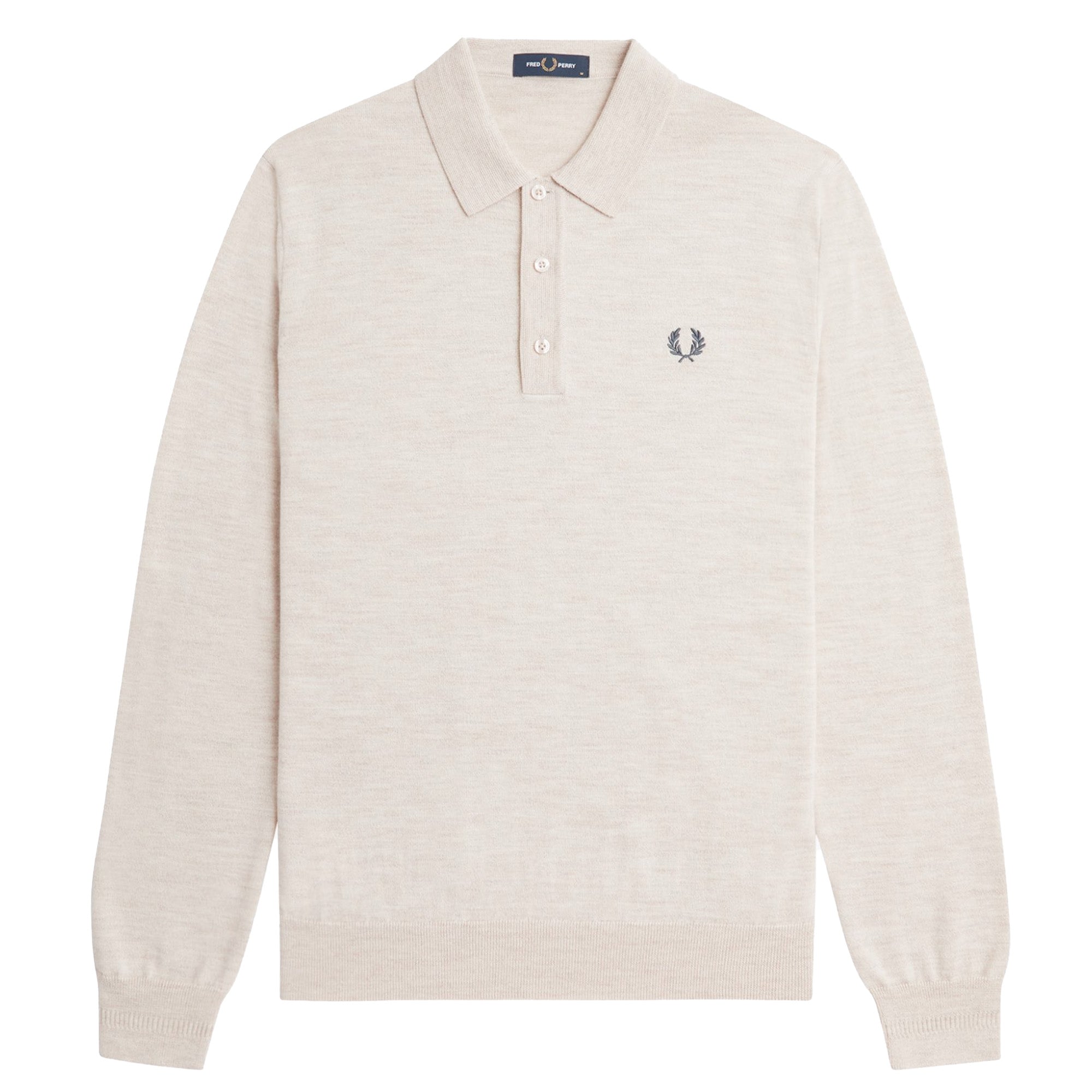 Fred Perry Knitted Merino Long Sleeve Polo Shirt