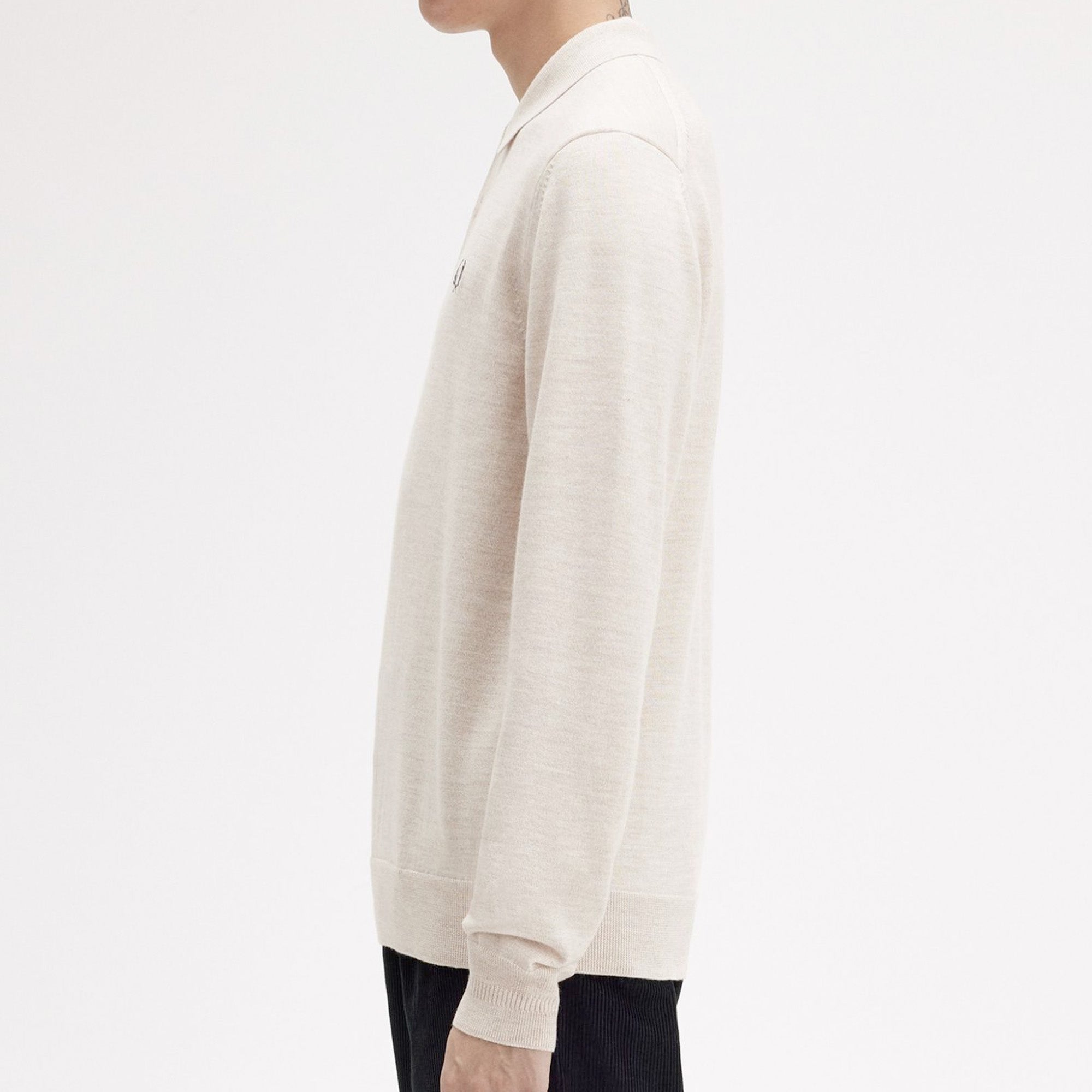 Fred Perry Knitted Merino Long Sleeve Polo Shirt