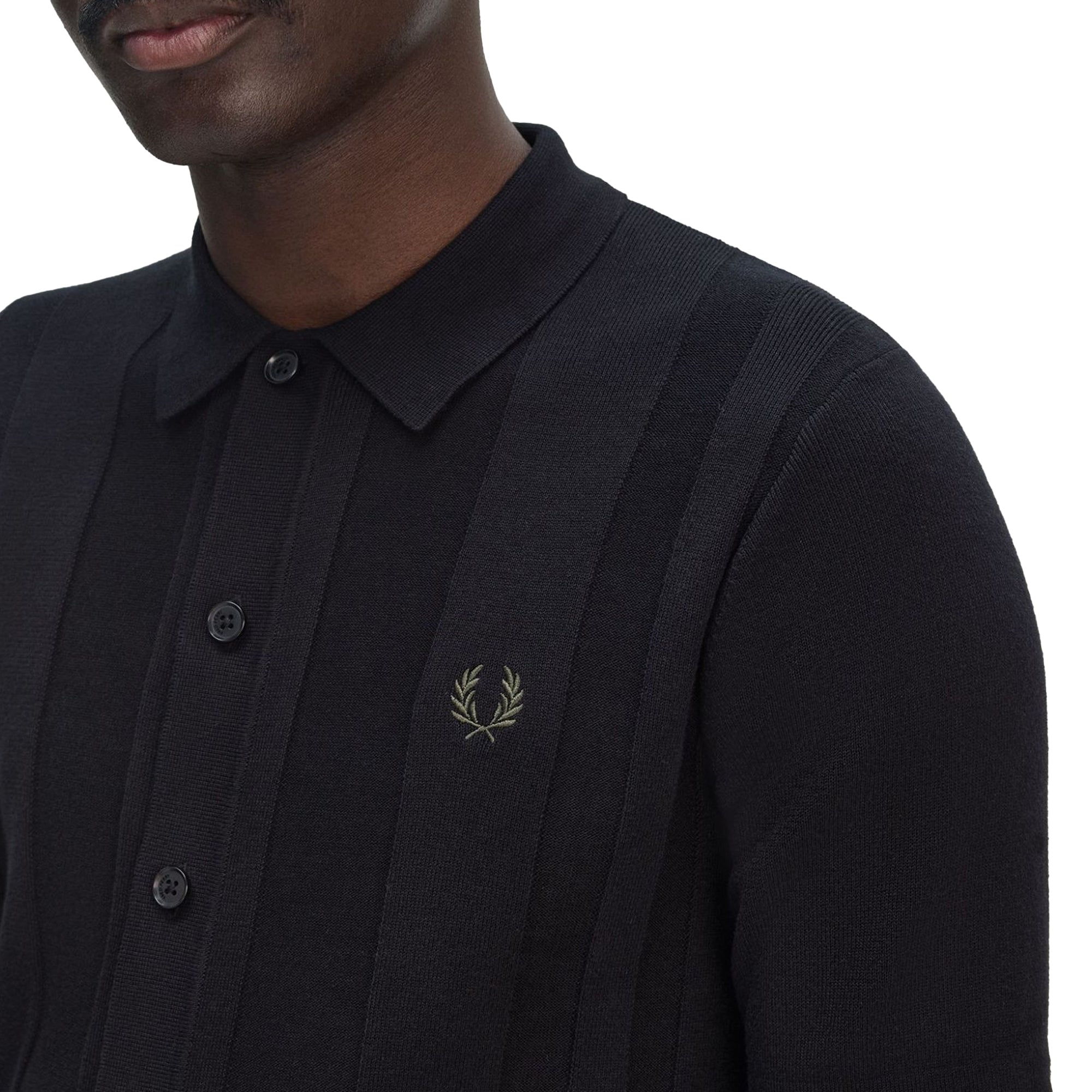 Fred Perry Button Through Short Sleeve Knitted Shirt