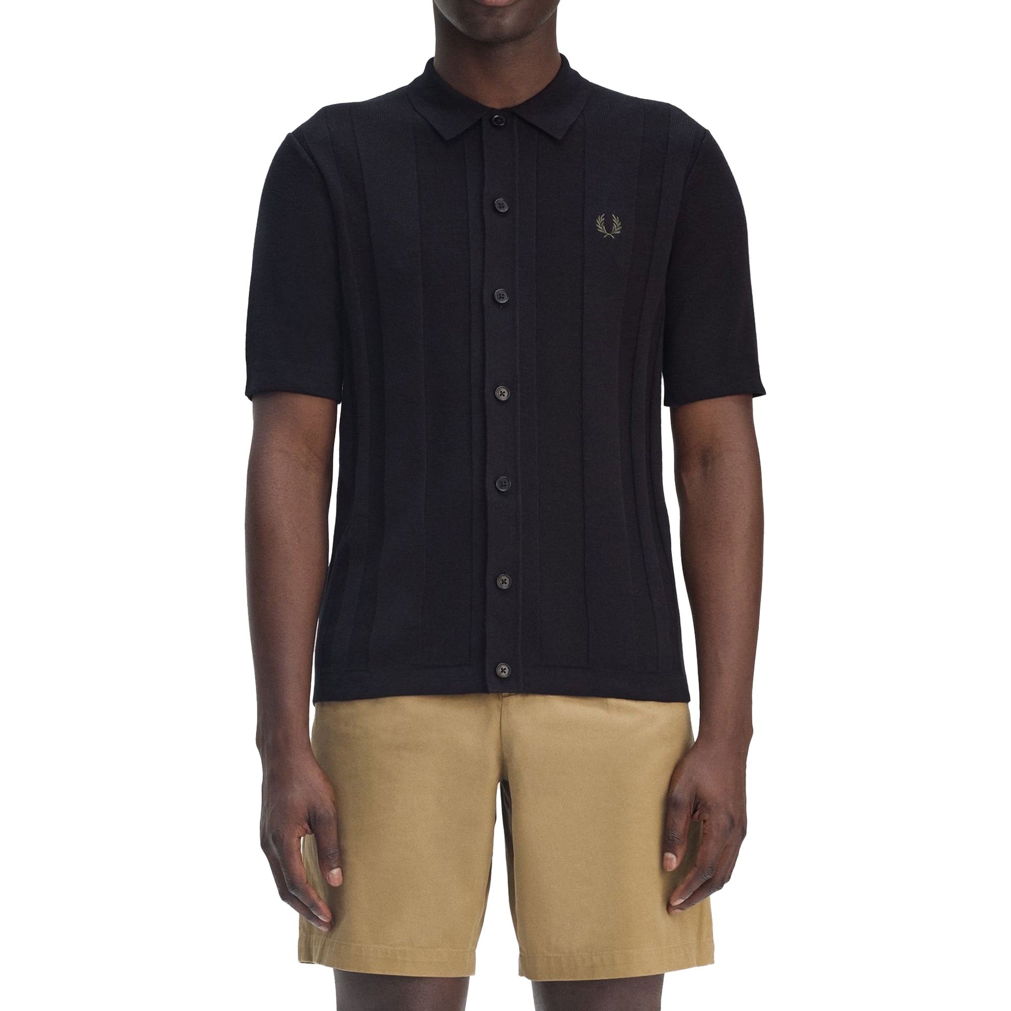 Fred Perry Button Through Short Sleeve Knitted Shirt