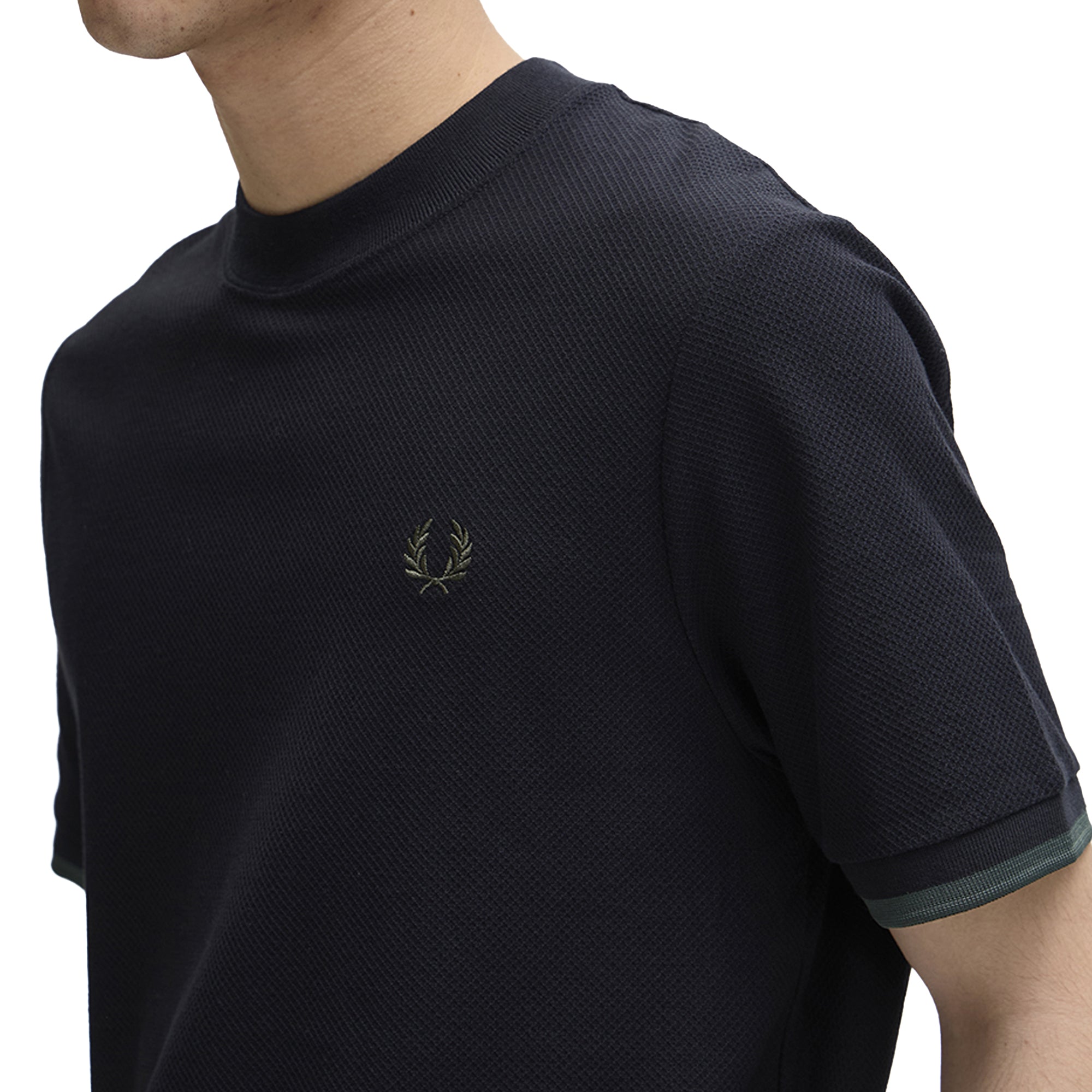Fred Perry Tipped Cuff Honeycomb Pique T-Shirt