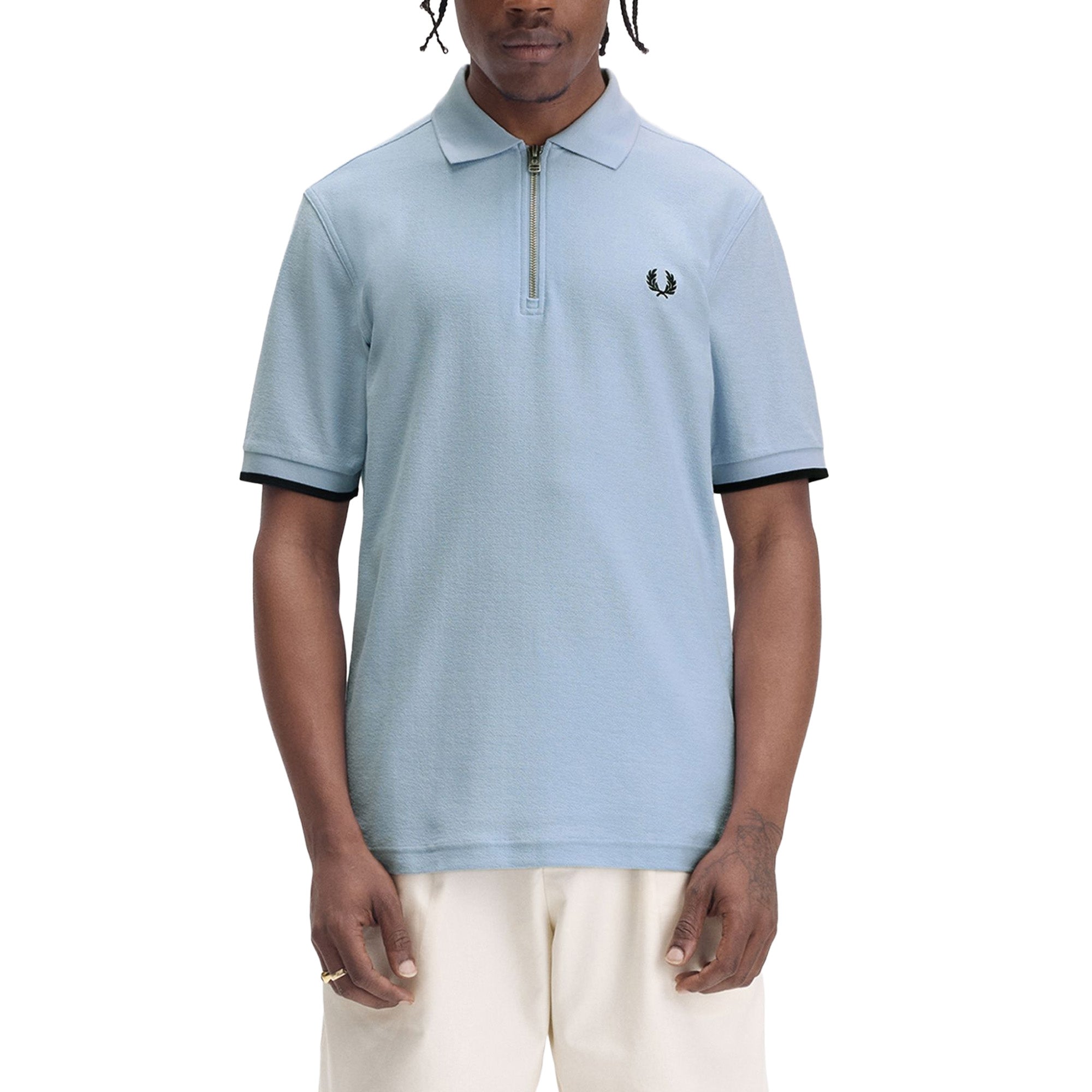Fred Perry Crepe Pique Zip Neck Polo Shirt