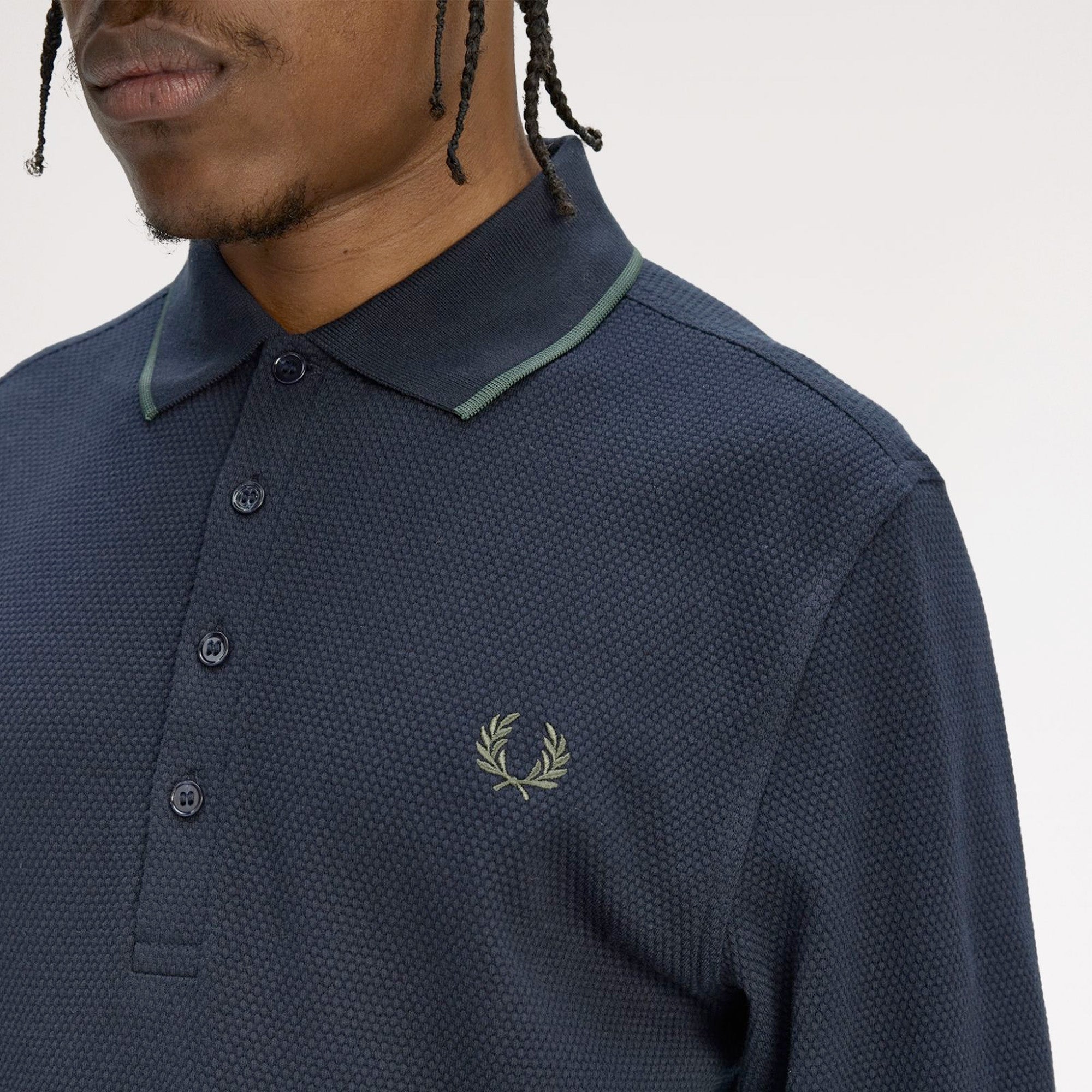 Fred Perry Textured Long Sleeve Polo