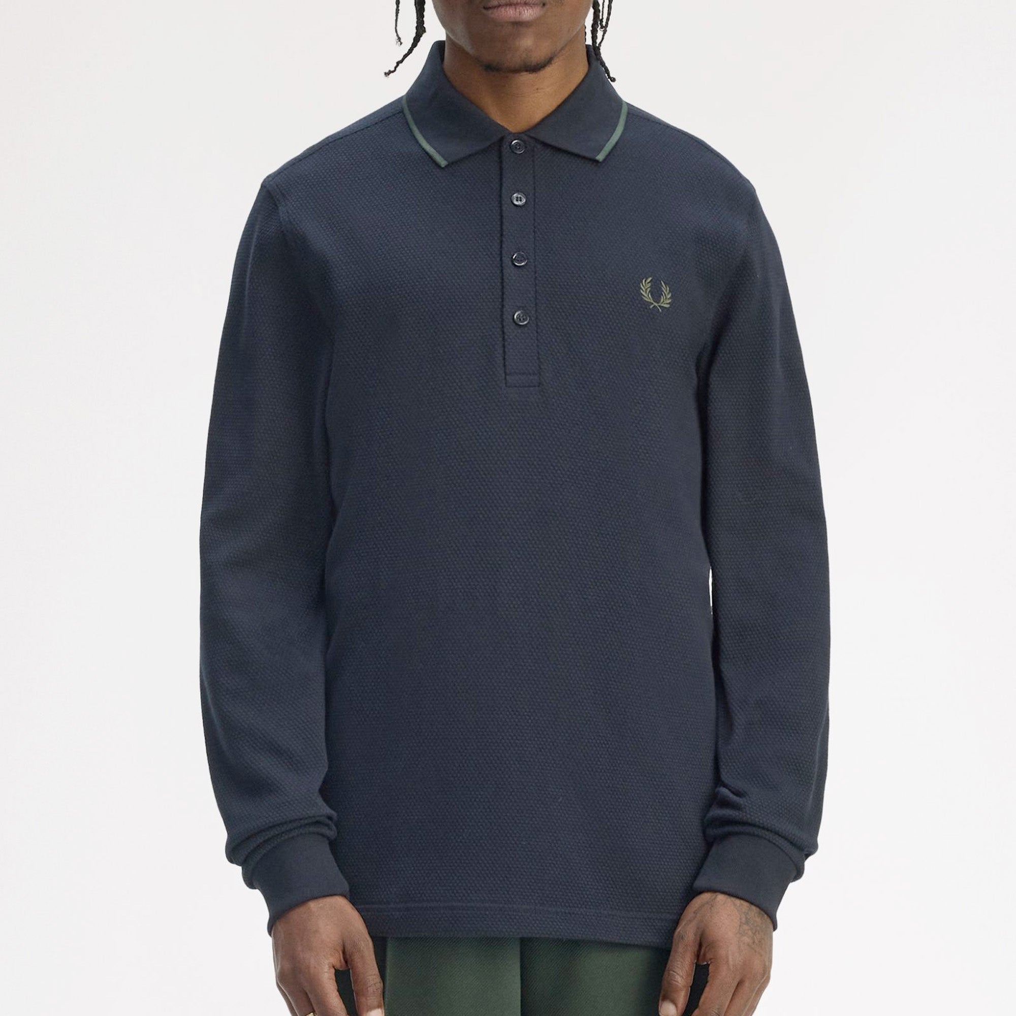 Fred Perry Textured Long Sleeve Polo