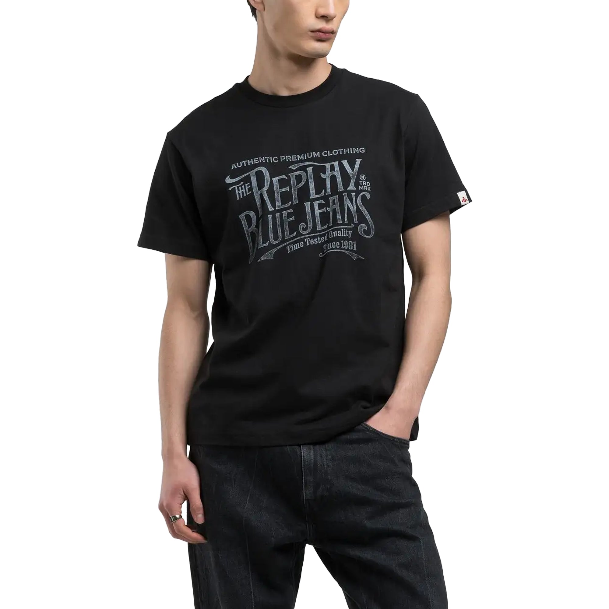 Replay Royal Eagle Blue Jeans Chest Logo T-Shirt