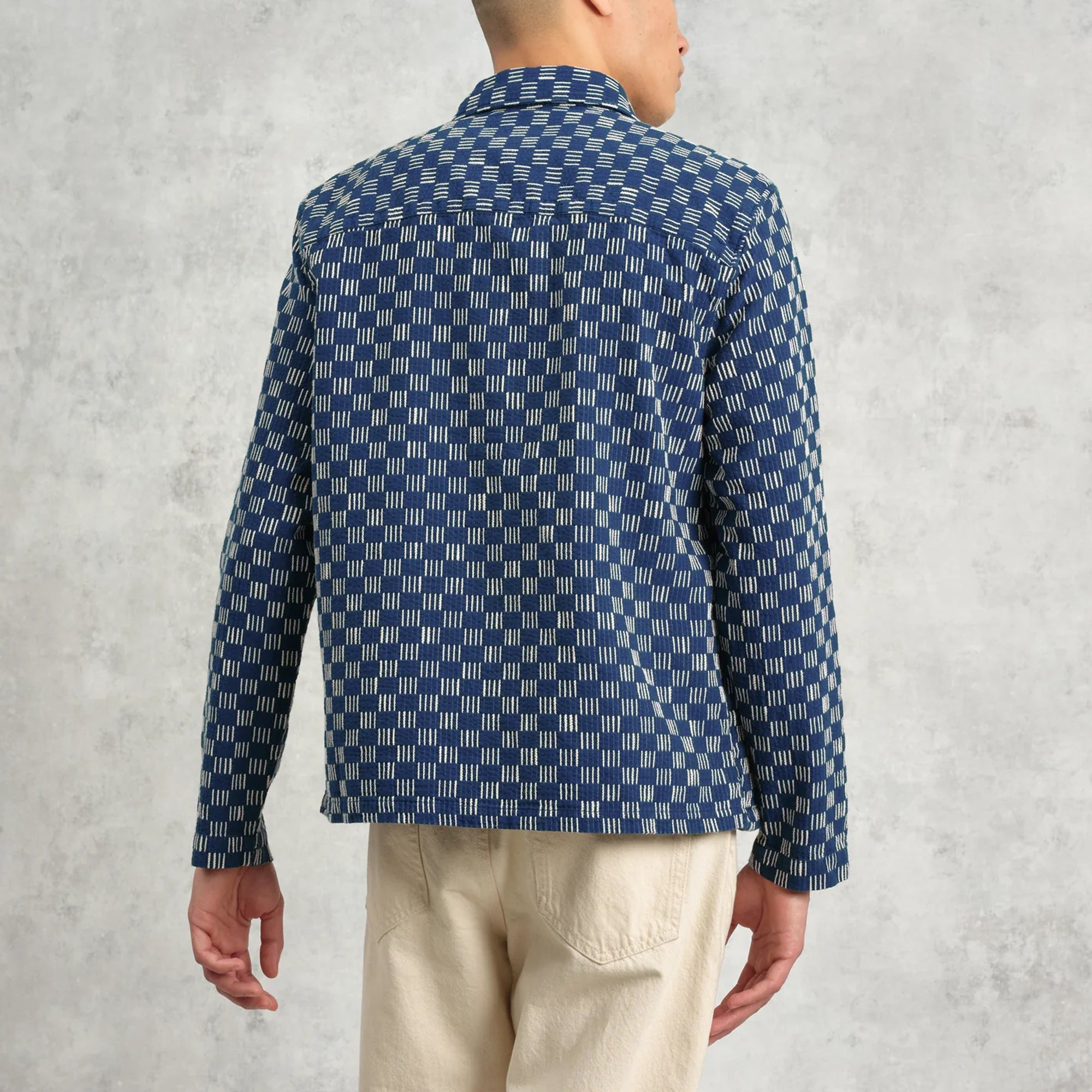 Wax London Breton Grid Stitch Overshirt