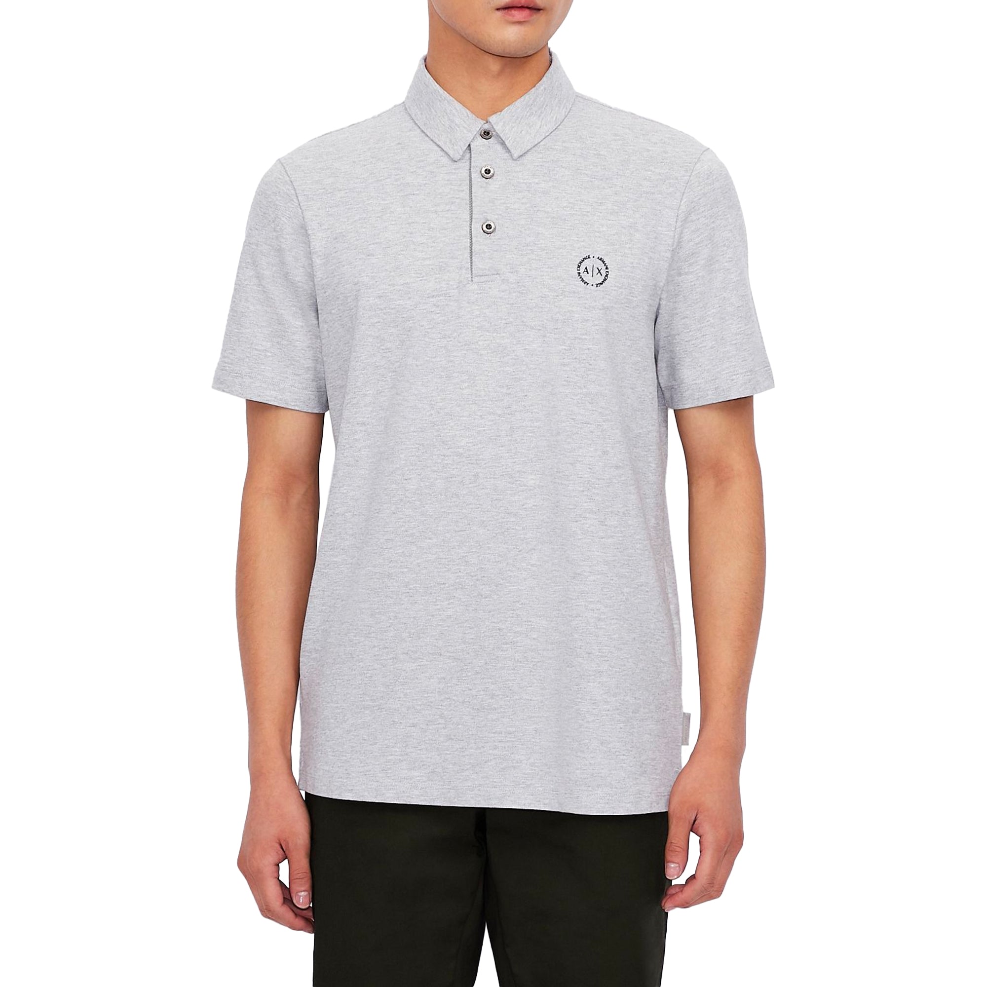 Armani Exchange Small Chest Logo Stretch Polo - Grey Marl