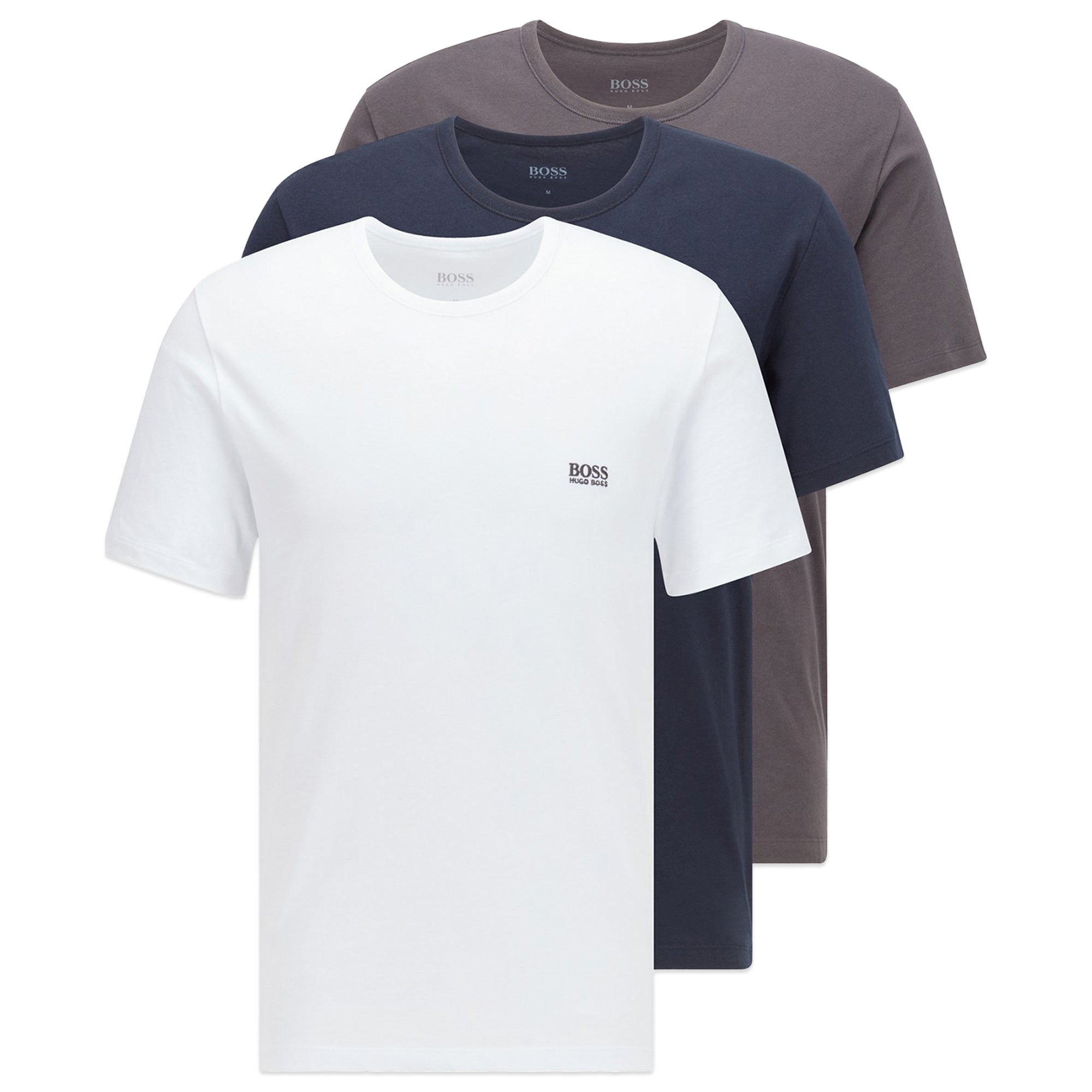 Boss 3 Pack Cotton T-Shirts - White/Blue/Grey