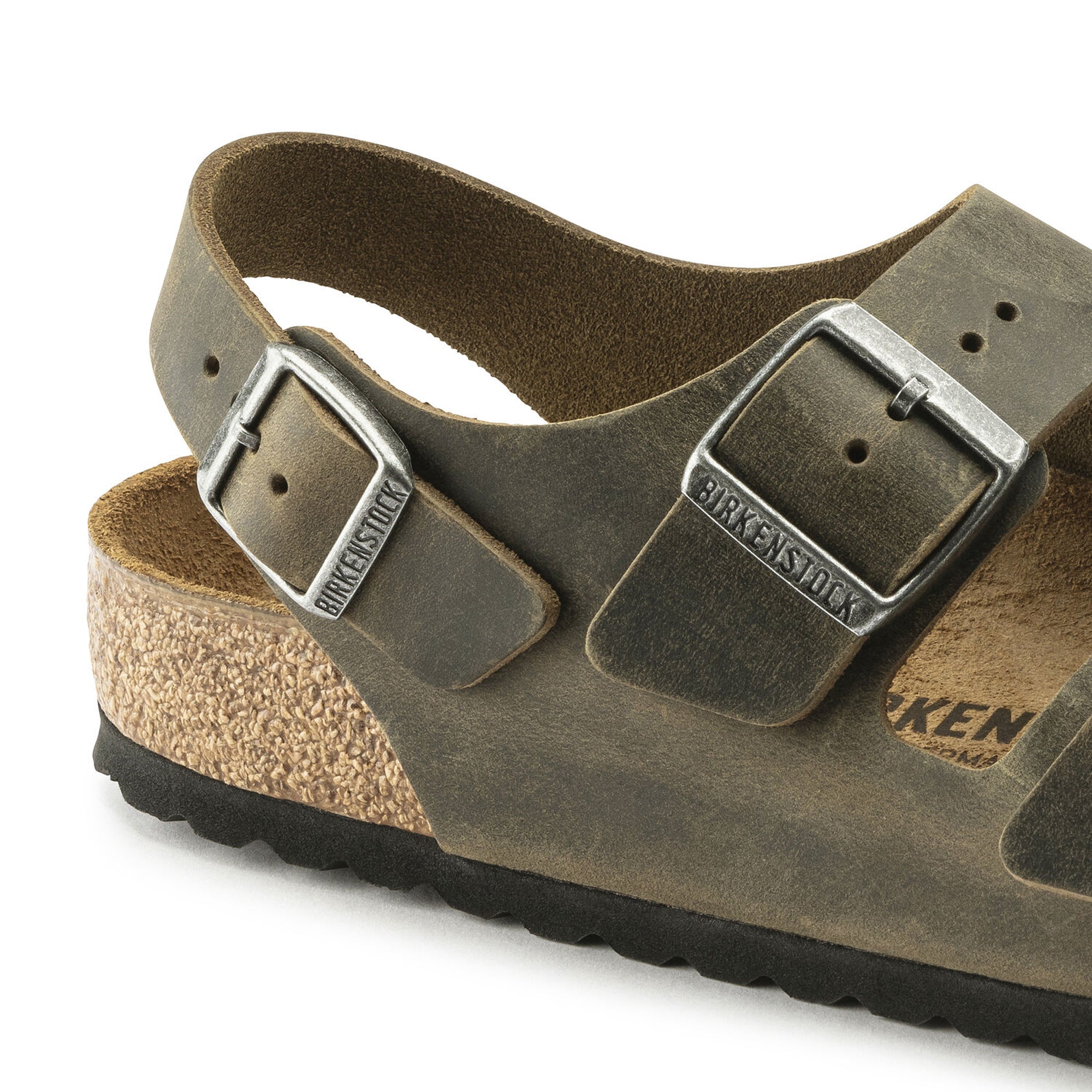 Birkenstock Milano FL Sandals - Faded Khaki Oiled Leather