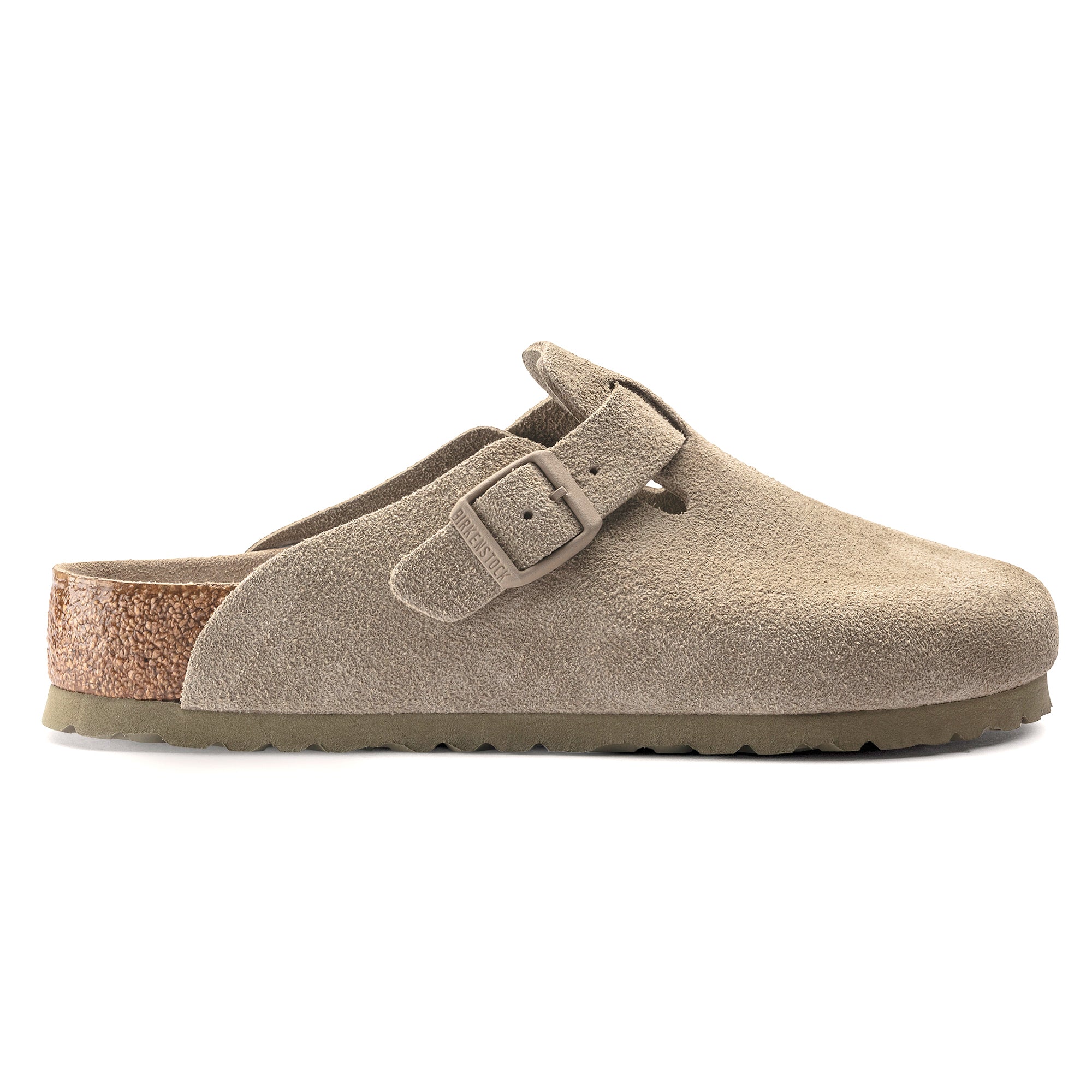 Birkenstock Boston SFB Sandals - Faded Khaki Suede