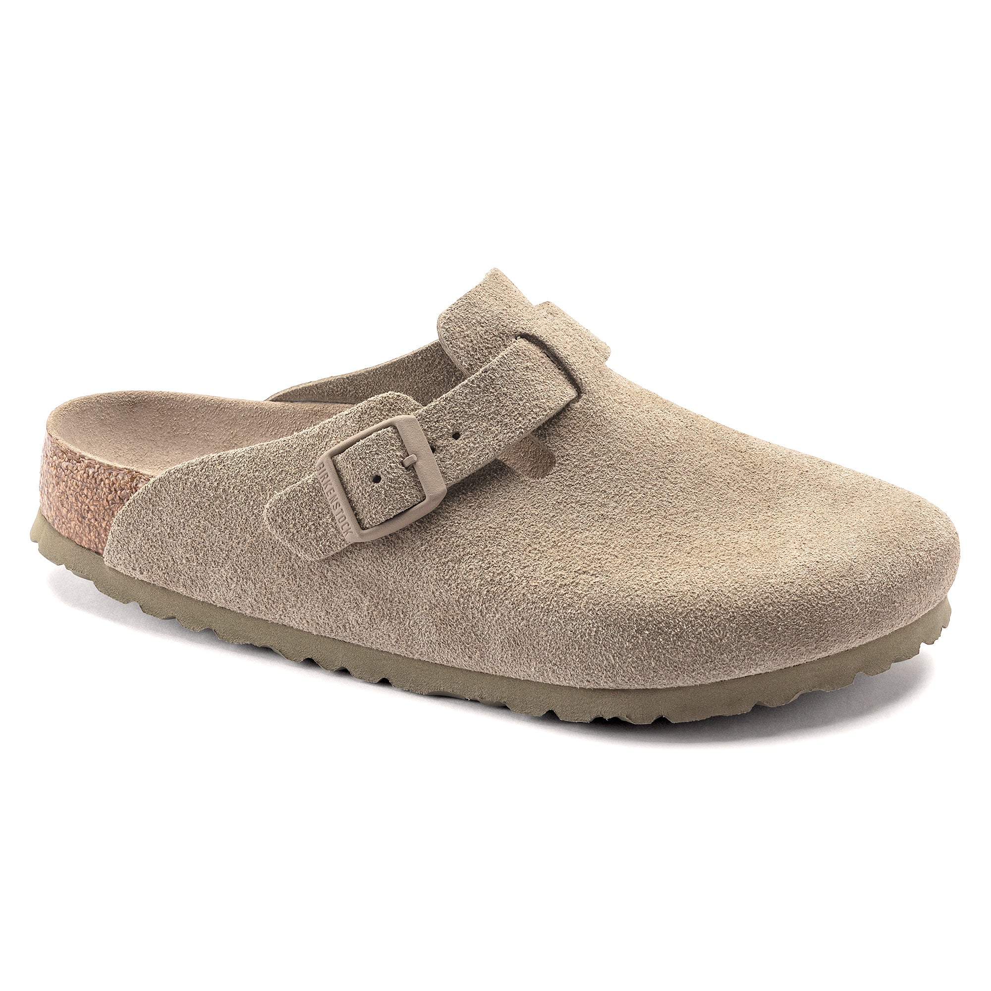 Birkenstock Boston SFB Sandals - Faded Khaki Suede