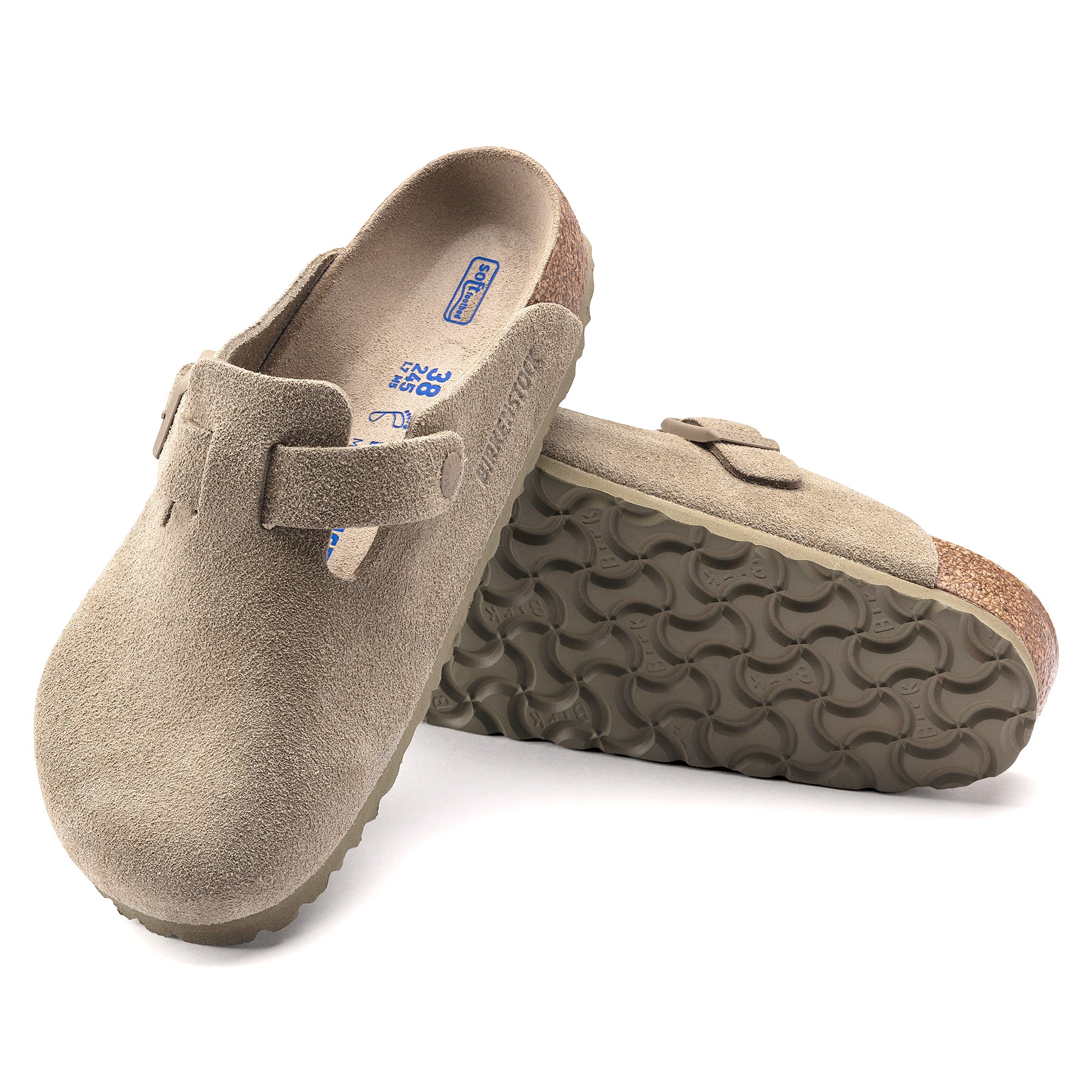 Birkenstock Boston SFB Sandals - Faded Khaki Suede
